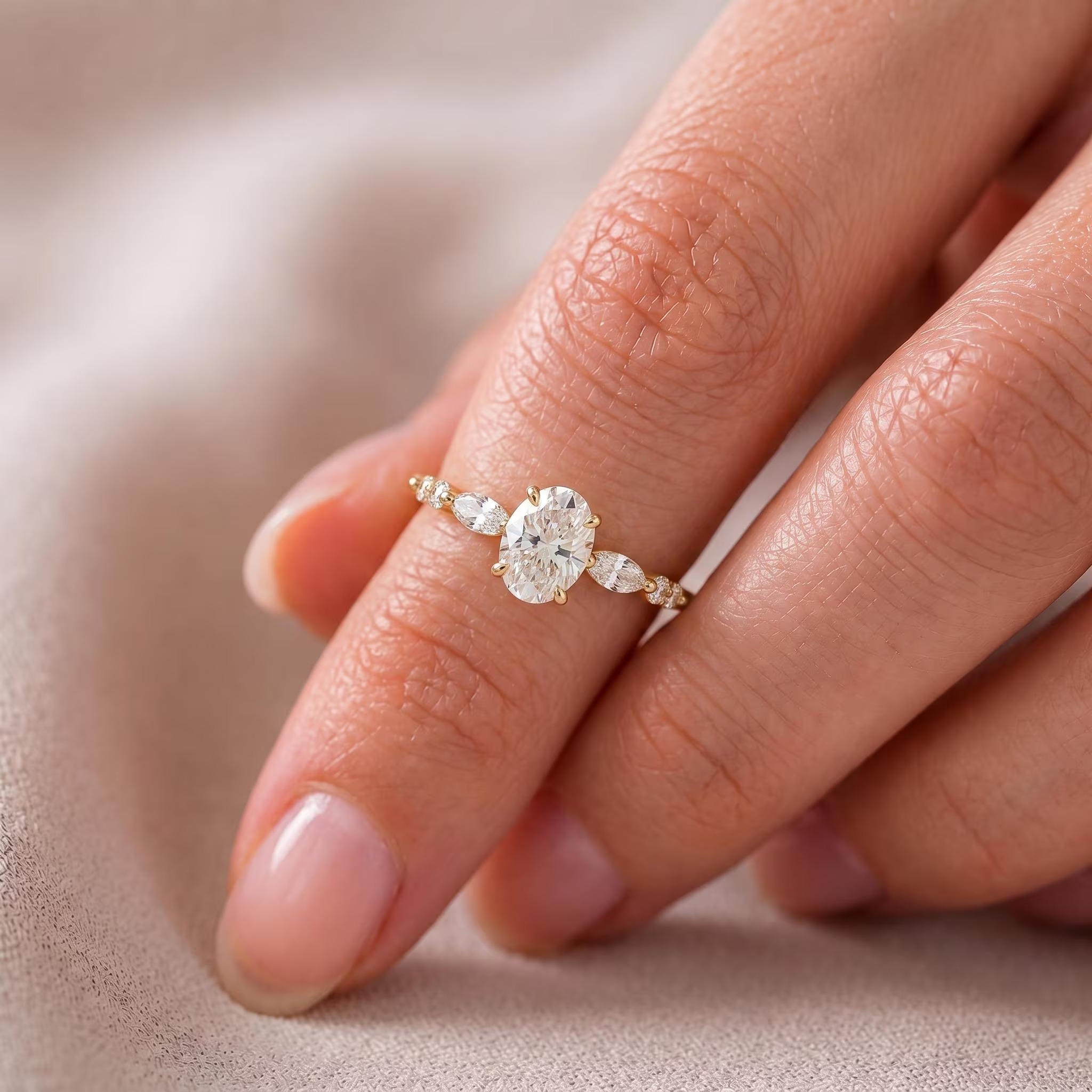 Oval Cut Diamond White 925 Sterling Silver Engagement Ring