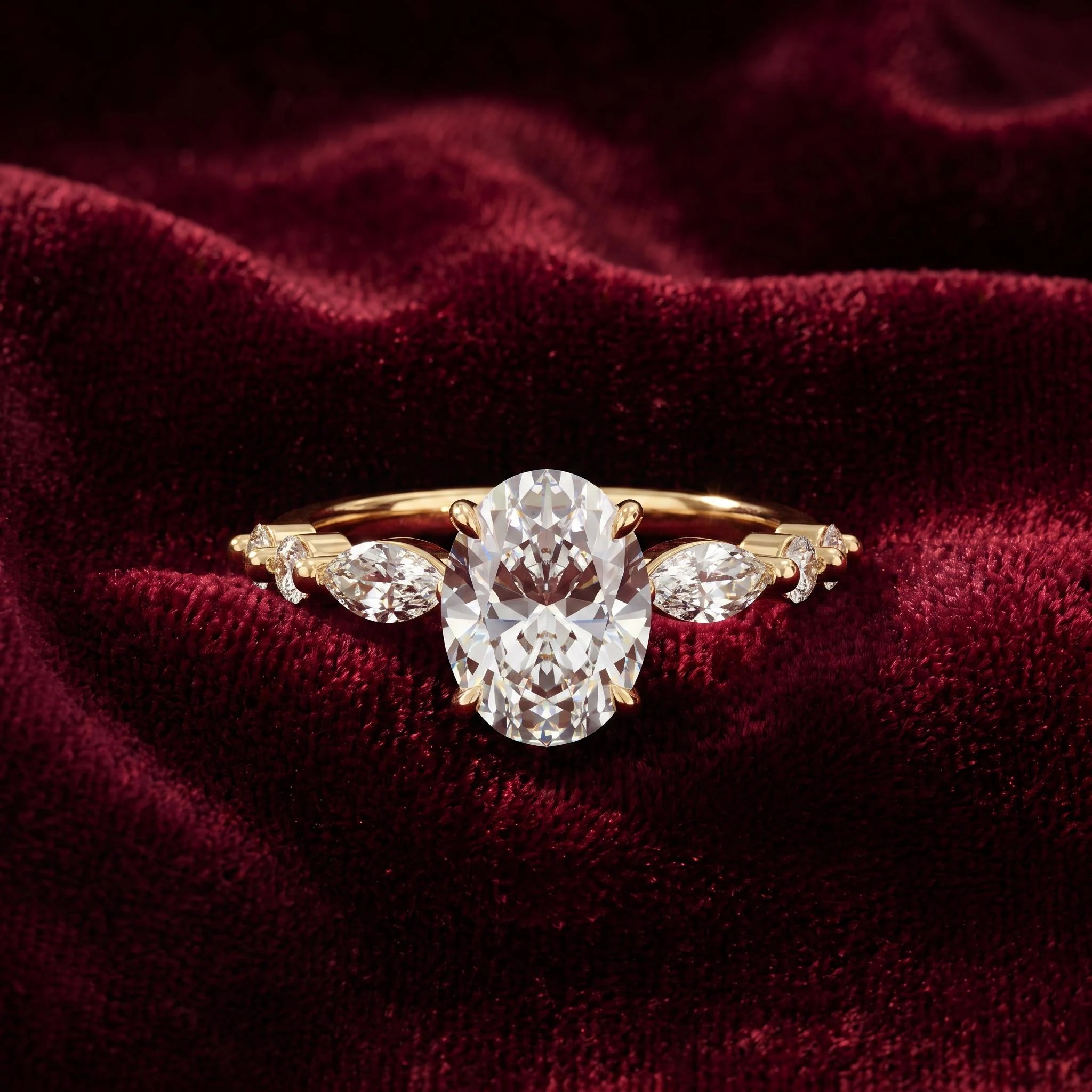 Oval Cut Diamond White 925 Sterling Silver Engagement Ring