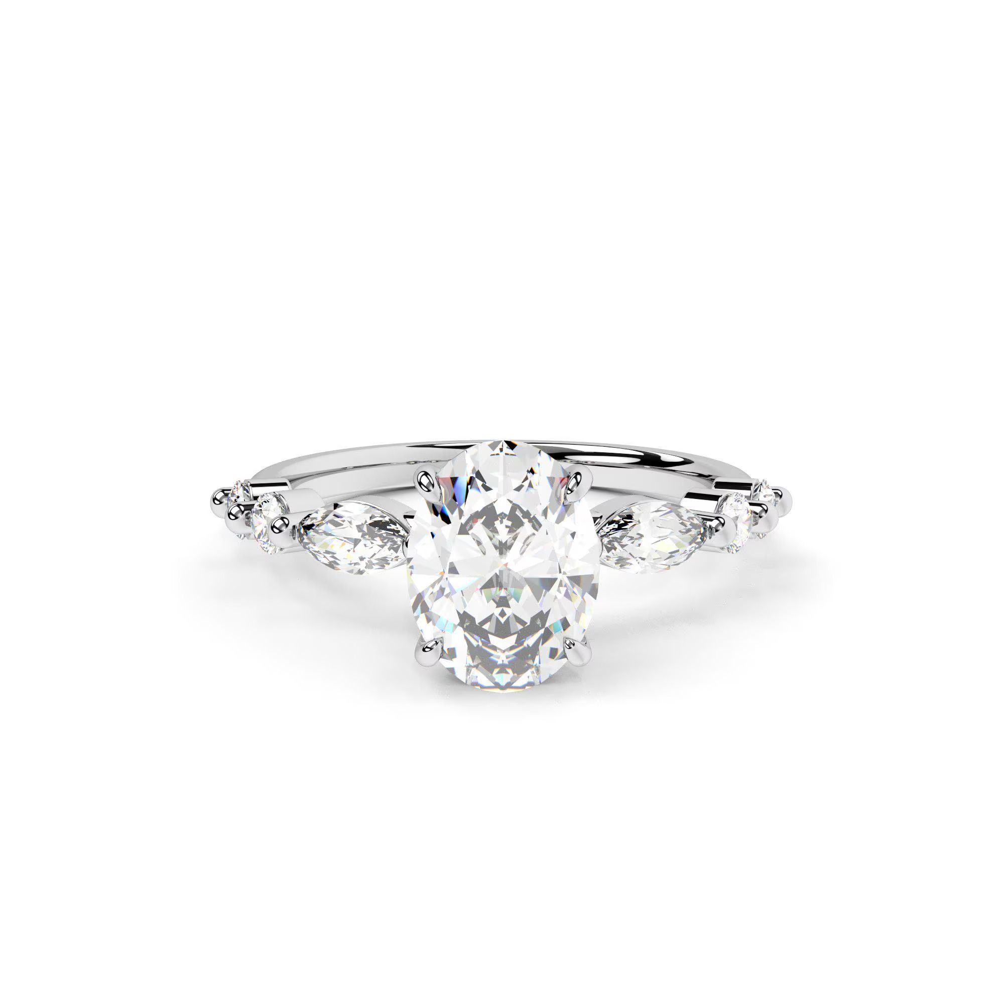Oval Cut Diamond White 925 Sterling Silver Engagement Ring