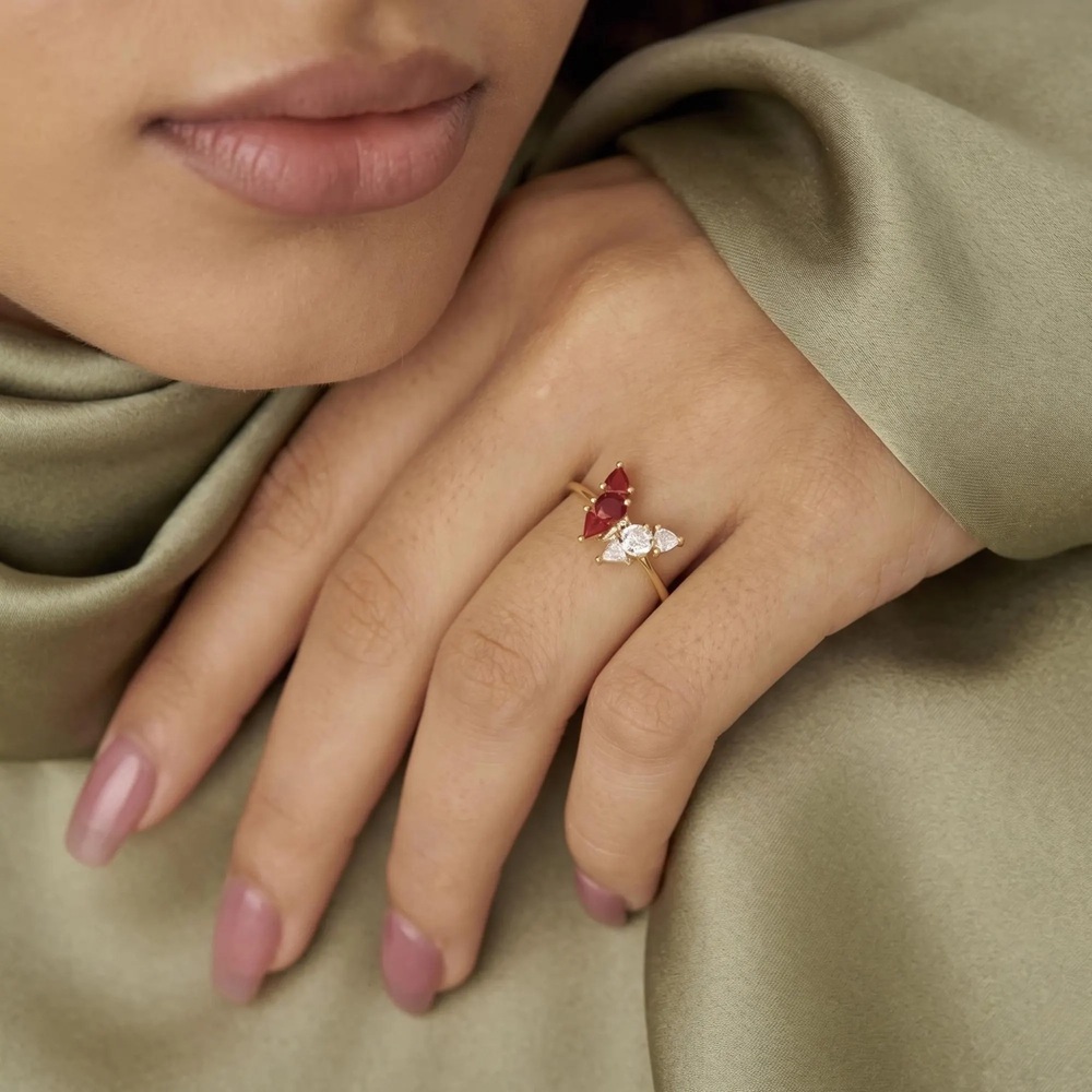 Personalized Two Birthstone Butterfly 925 Sterling Silver Ring Dainty Christmas Keepsakes
