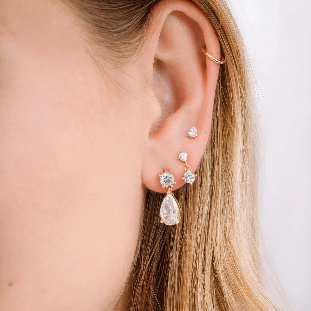 Pear Cut Diamond White 925 Sterling Silver Dainty Teardrop Earrings