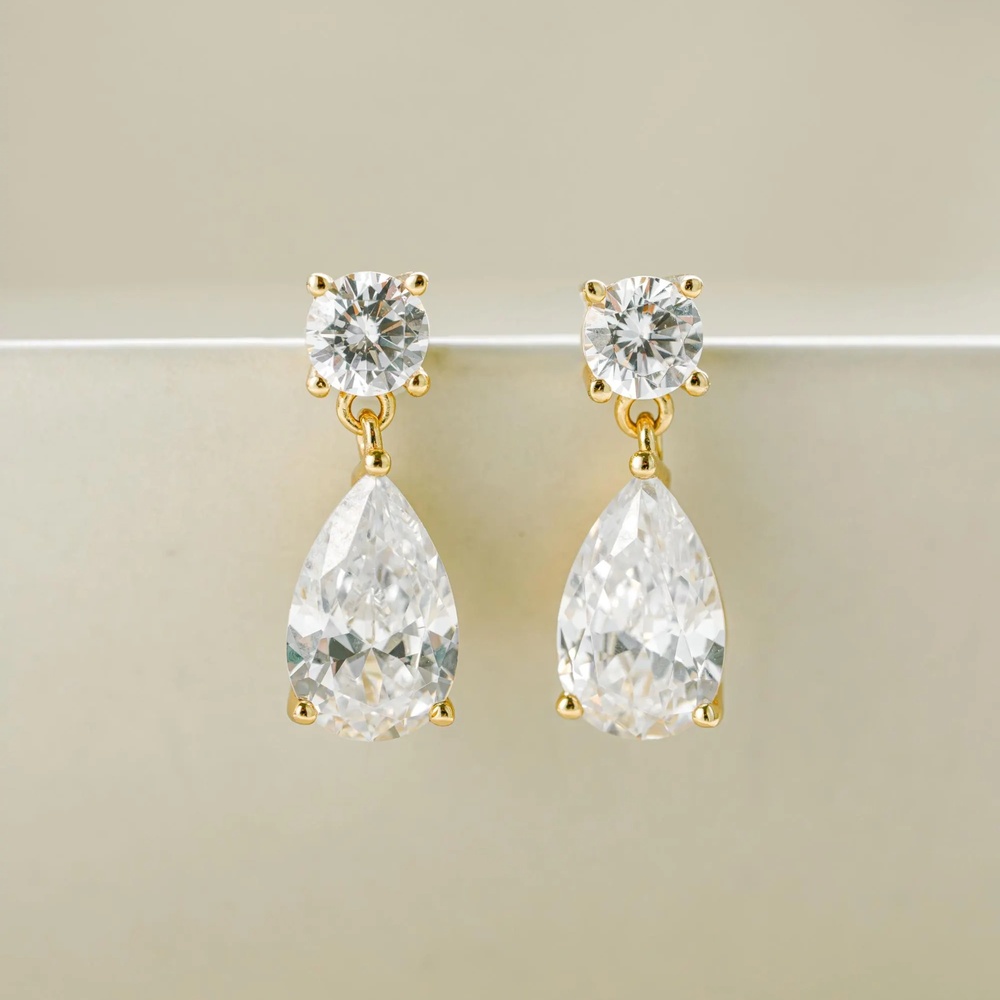 Pear Cut Diamond White 925 Sterling Silver Dainty Teardrop Earrings