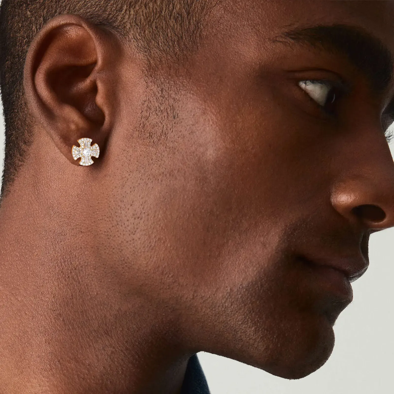 Round Cut Diamond White Sterling Silver Classic Cross Stud Earrings Gift for Her