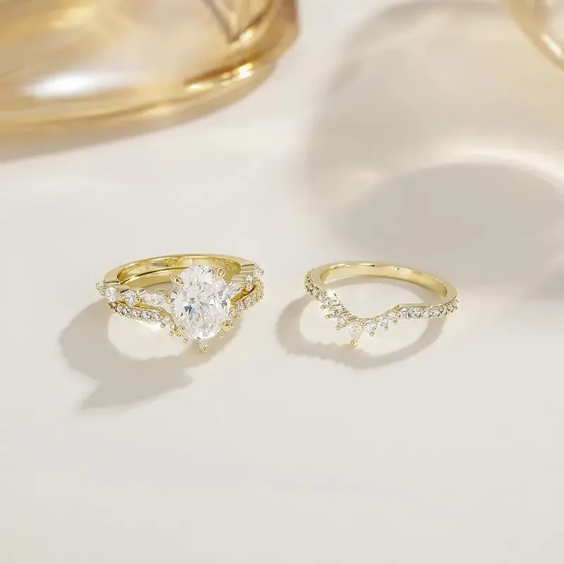 Oval Cut Diamond White 925 Sterling Silver Bridal Ring Sets