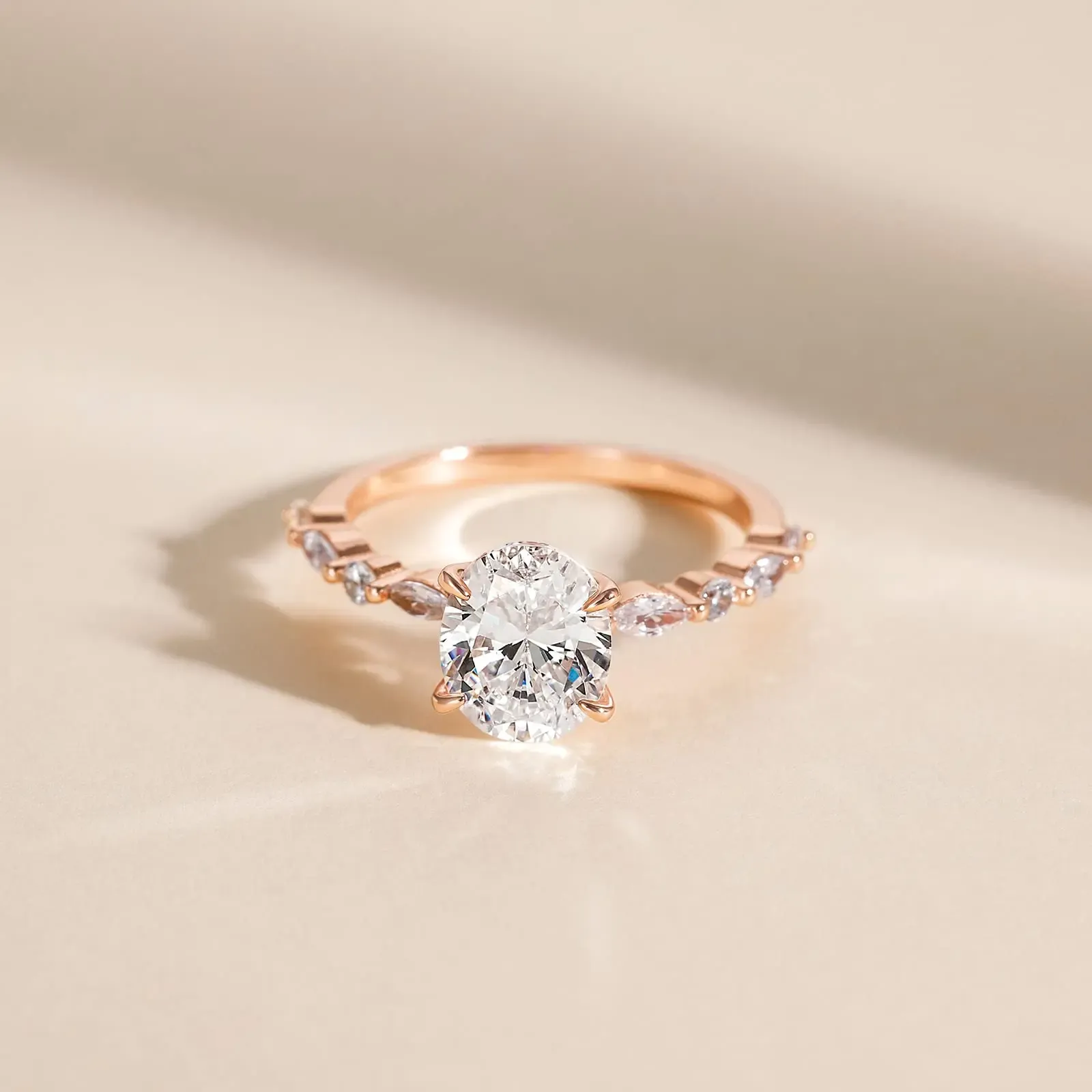 Oval Cut Diamond White 925 Sterling Silver Pave Solitaire Engagement Ring