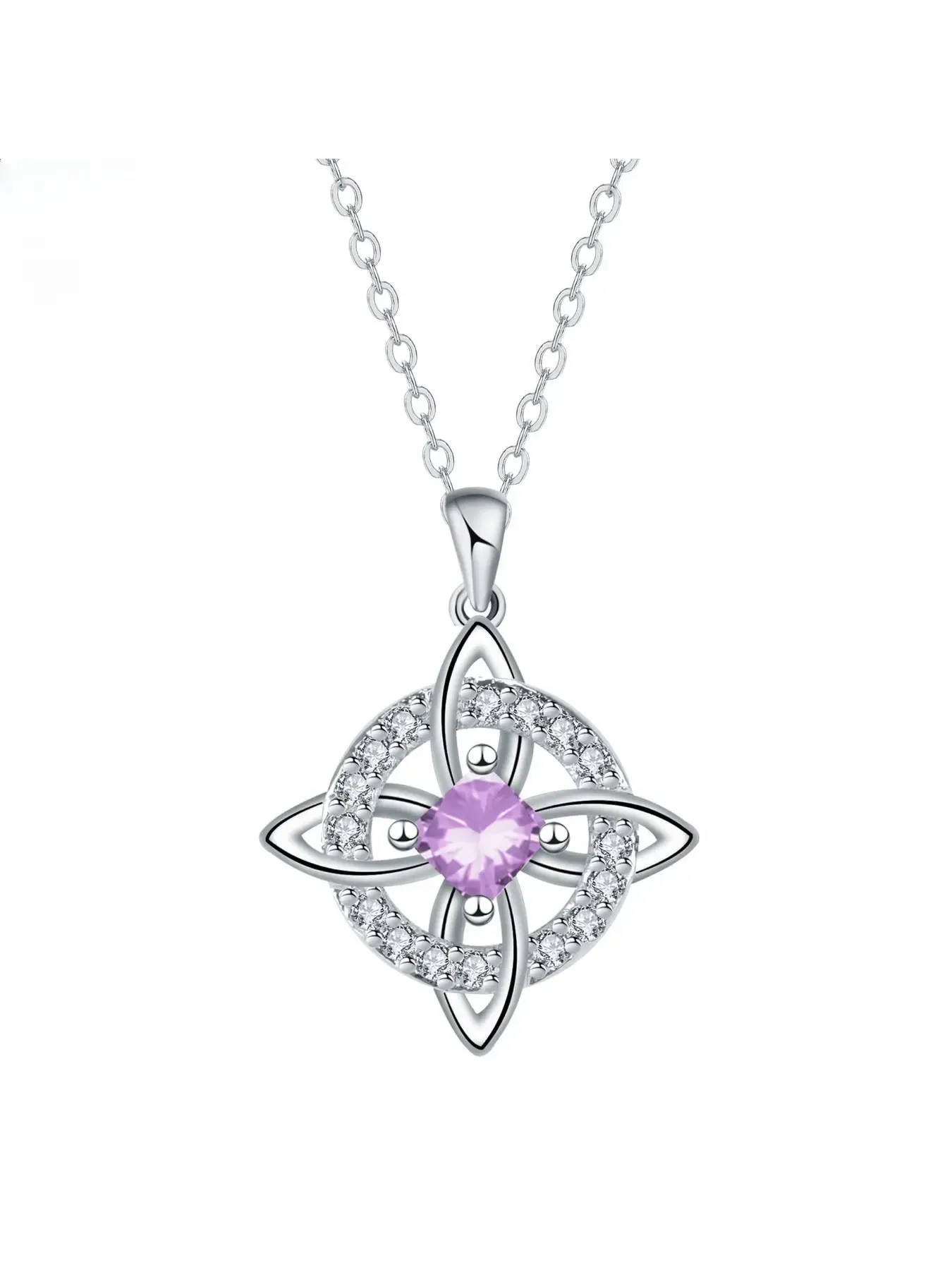 Personalized Birthstone 925 Sterling Silver Celtic Knot Pendant Necklace Gift for Her