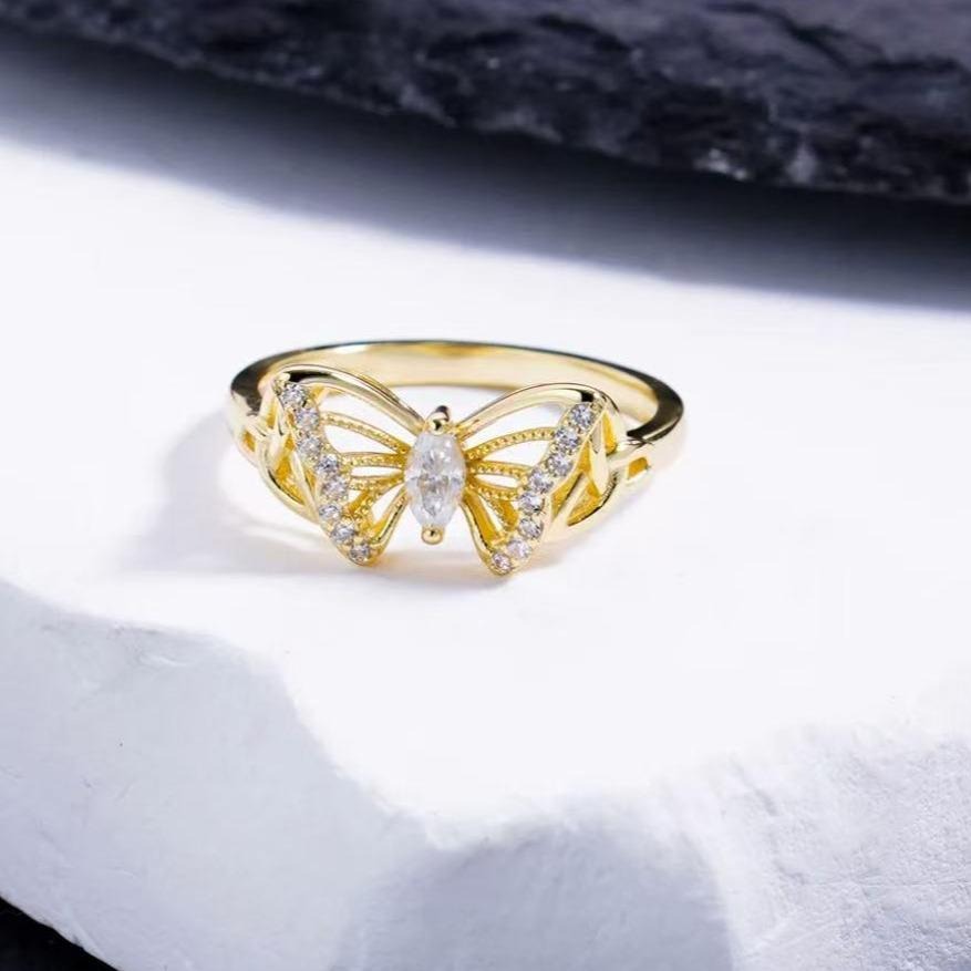 Marquise Cut Diamond White 925 Sterling Silver Butterfly Celtic Knot Engagement Ring