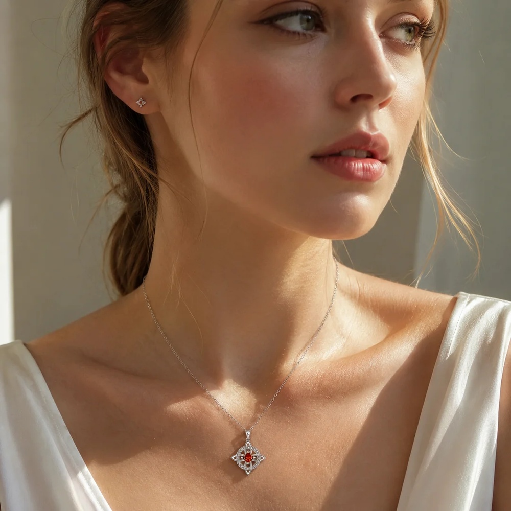 Personalized Birthstone 925 Sterling Silver Celtic Knot Pendant Necklace Gift for Her