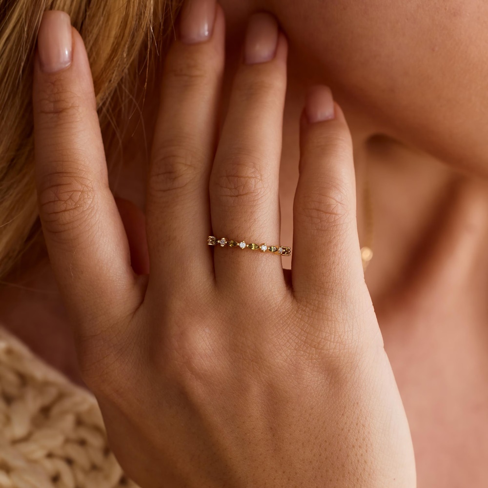 Personalized Two Birthstone Ring 925 Sterling Silver Leaf Design Ring Gift for Her