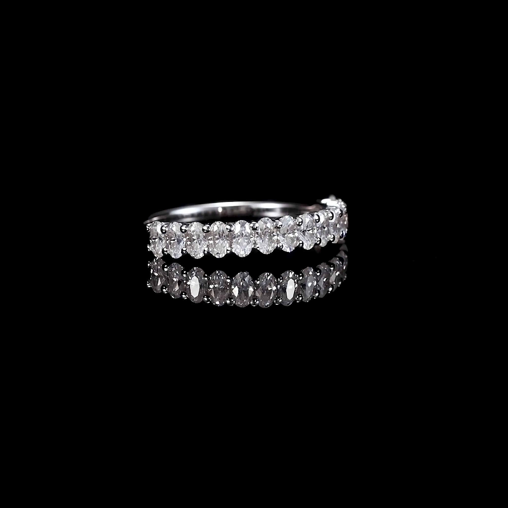 Oval Cut Diamond White 925 Sterling Silver Eternity Band Ring