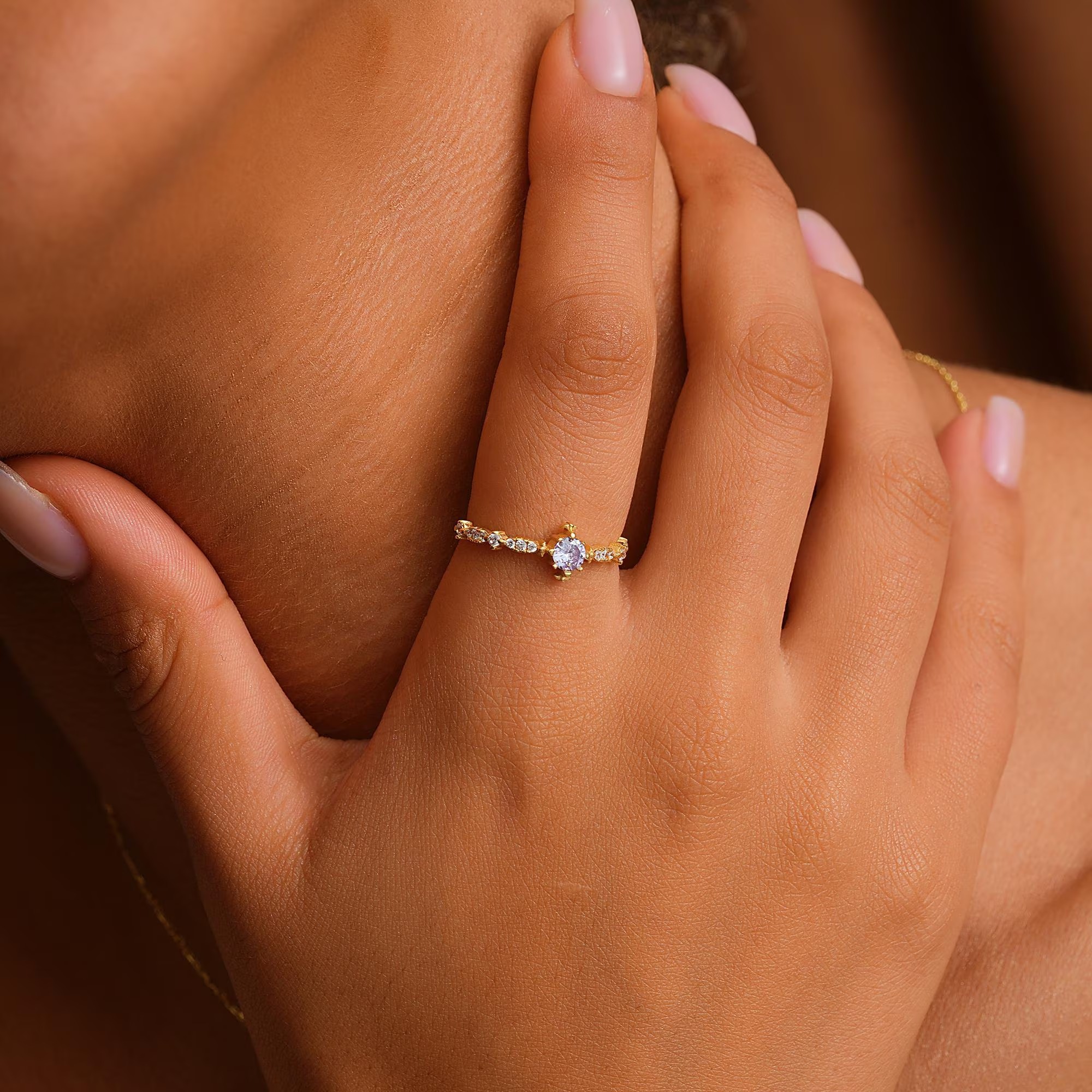 Personalized Birthstone 925 Sterling Silver Dainty Engagement Ring Gift for Her