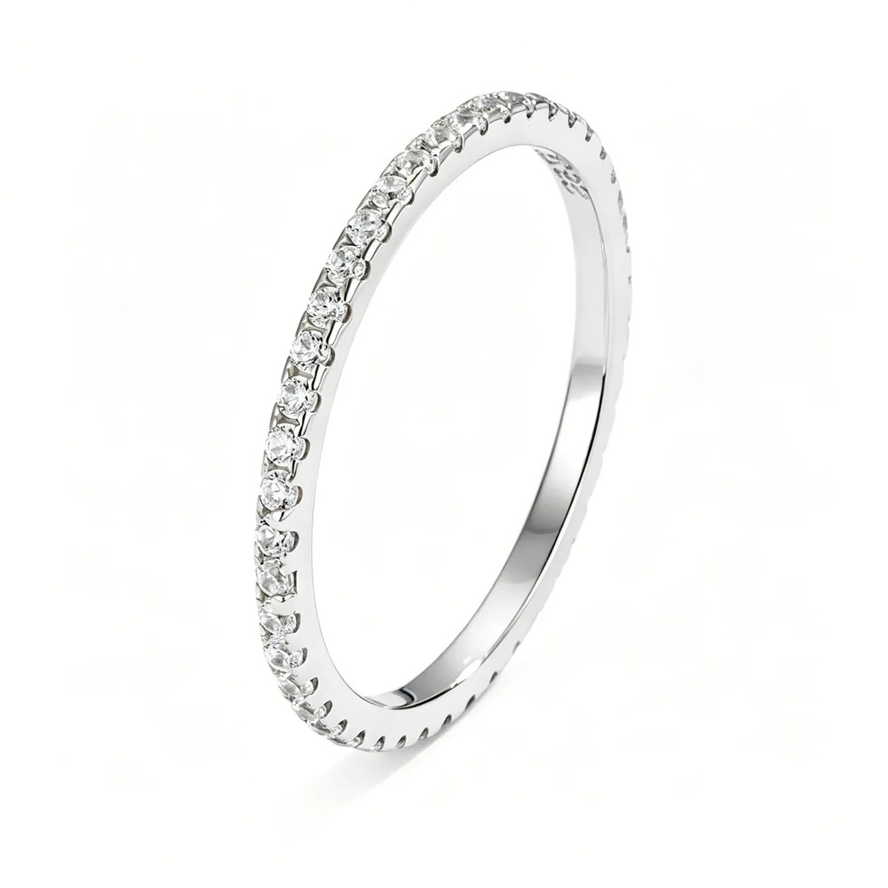 Radiant Cut Diamond White Sterling Silver Stackable Bridal Ring Sets