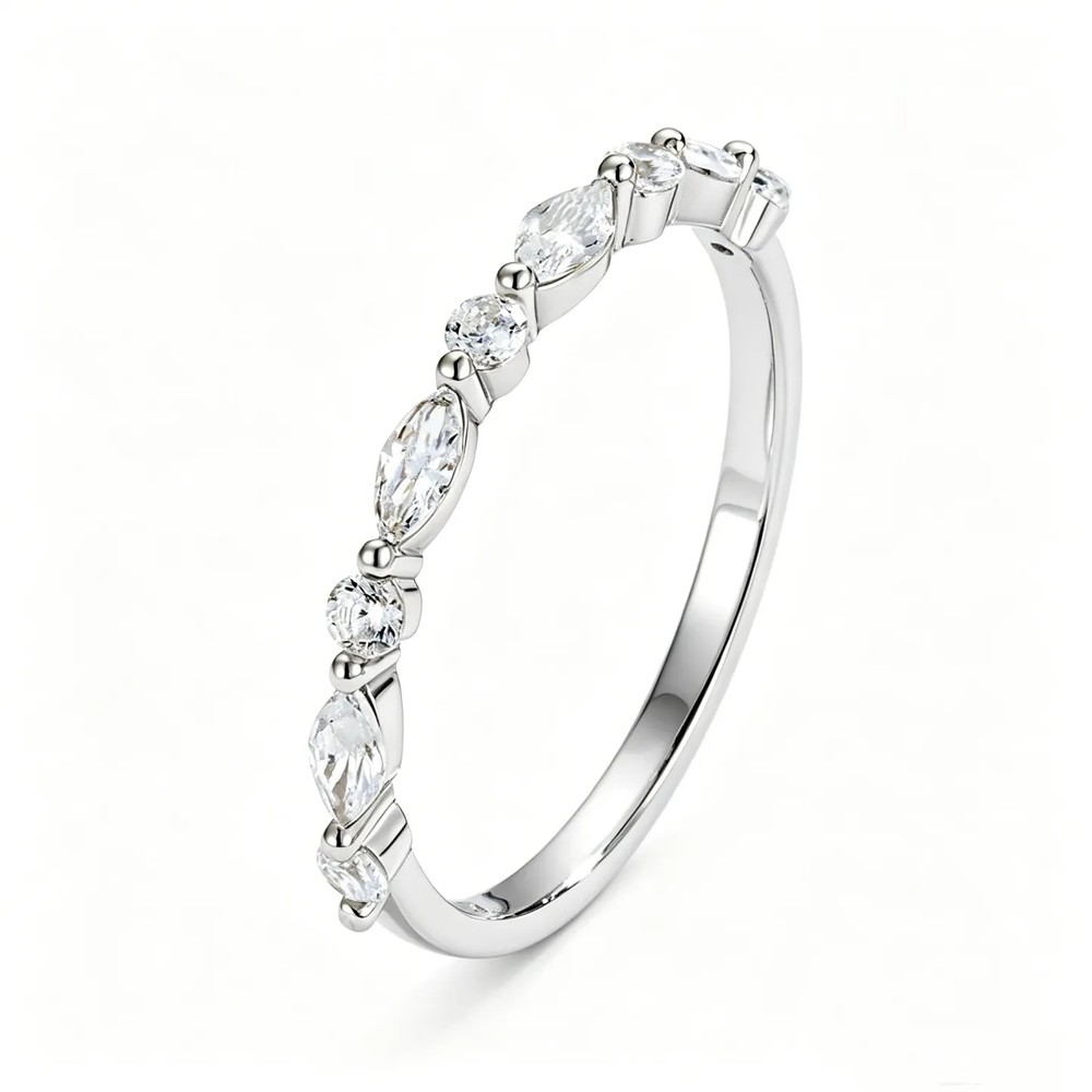 Radiant Cut Diamond White Sterling Silver Stackable Bridal Ring Sets
