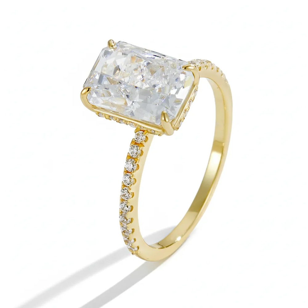 Radiant Cut Diamond White Sterling Silver Stackable Bridal Ring Sets
