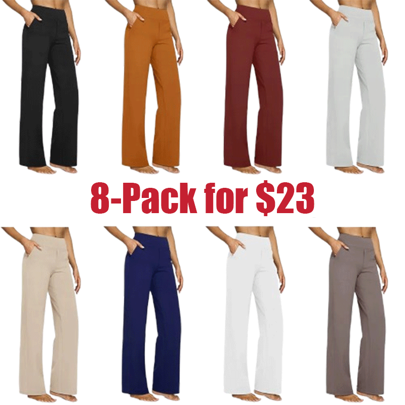 🌞Summer Hot Sale🔥Women's High-Waisted Loose Business Casual Yoga Pants with Pockets