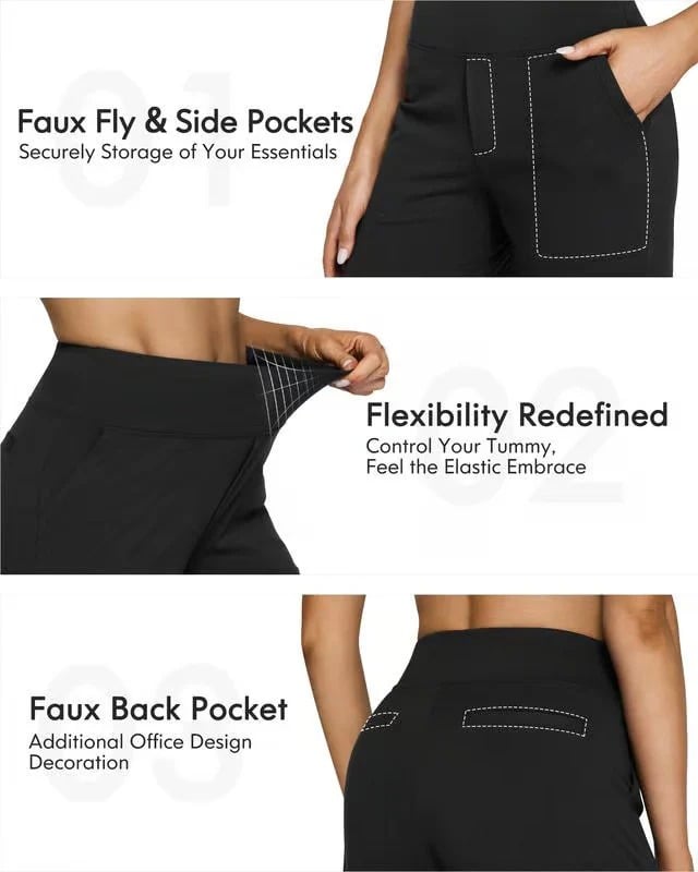 🌞Summer Hot Sale🔥Women's High-Waisted Loose Business Casual Yoga Pants with Pockets