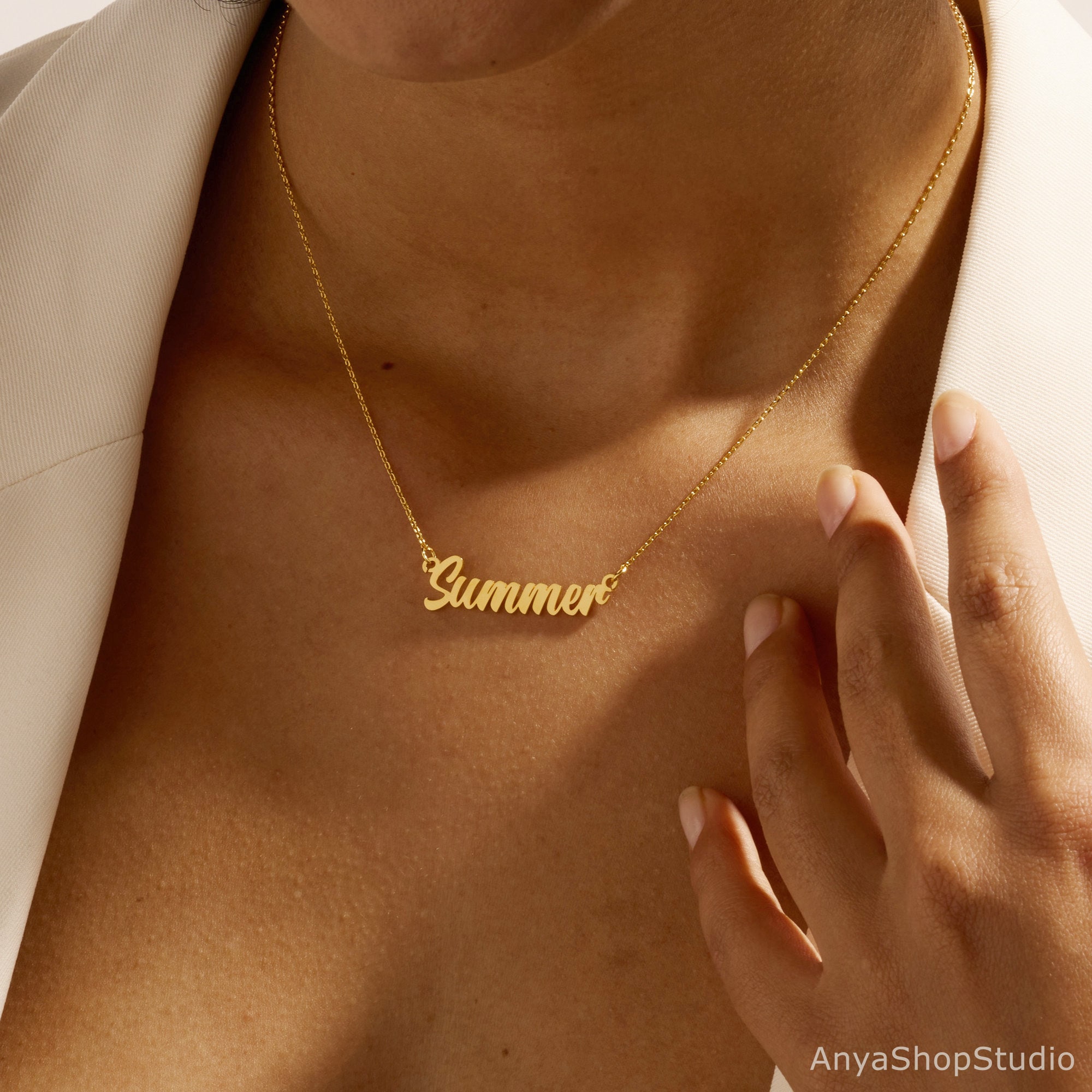 Custom Name Necklace 18K Gold Plated Name Necklace