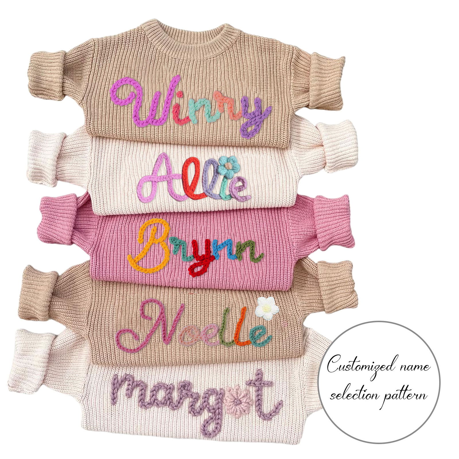 Personalized Baby Sweater,Custom Name Embroidered Knit Sweater,Customized Baby Sweater with Embroidered Name