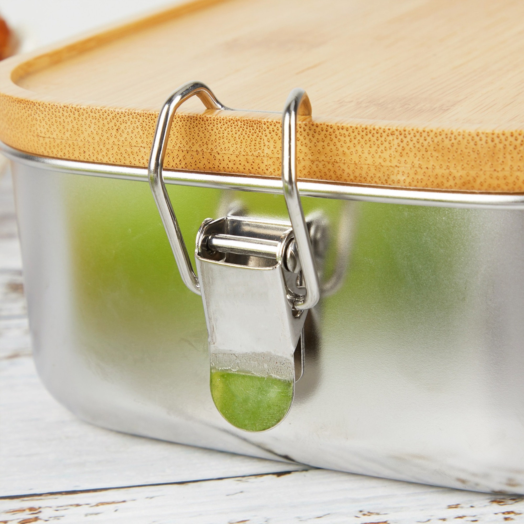 Personalised Stainless Steel Lunch Box with Bamboo Lid
