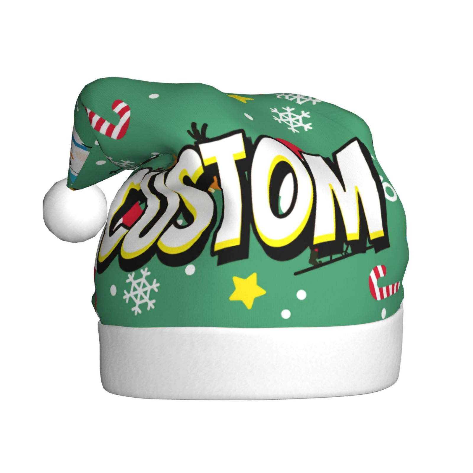 Custom Hat Christmas Hat for Adult Deluxe Plush Santa Hat