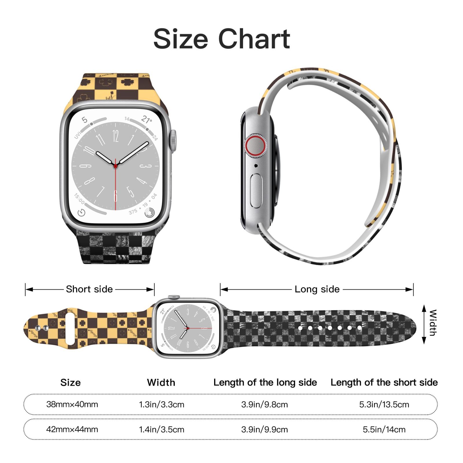 Long Apple Watch Band with Dual Buckle, Stretchy Silicone Strap, Sport Fashion Bands for Women Men 
