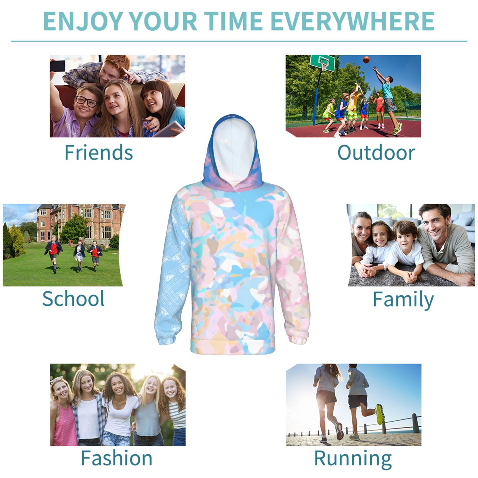 Kids Hoody Hooded Sweatshirt Top for Boys & Girls