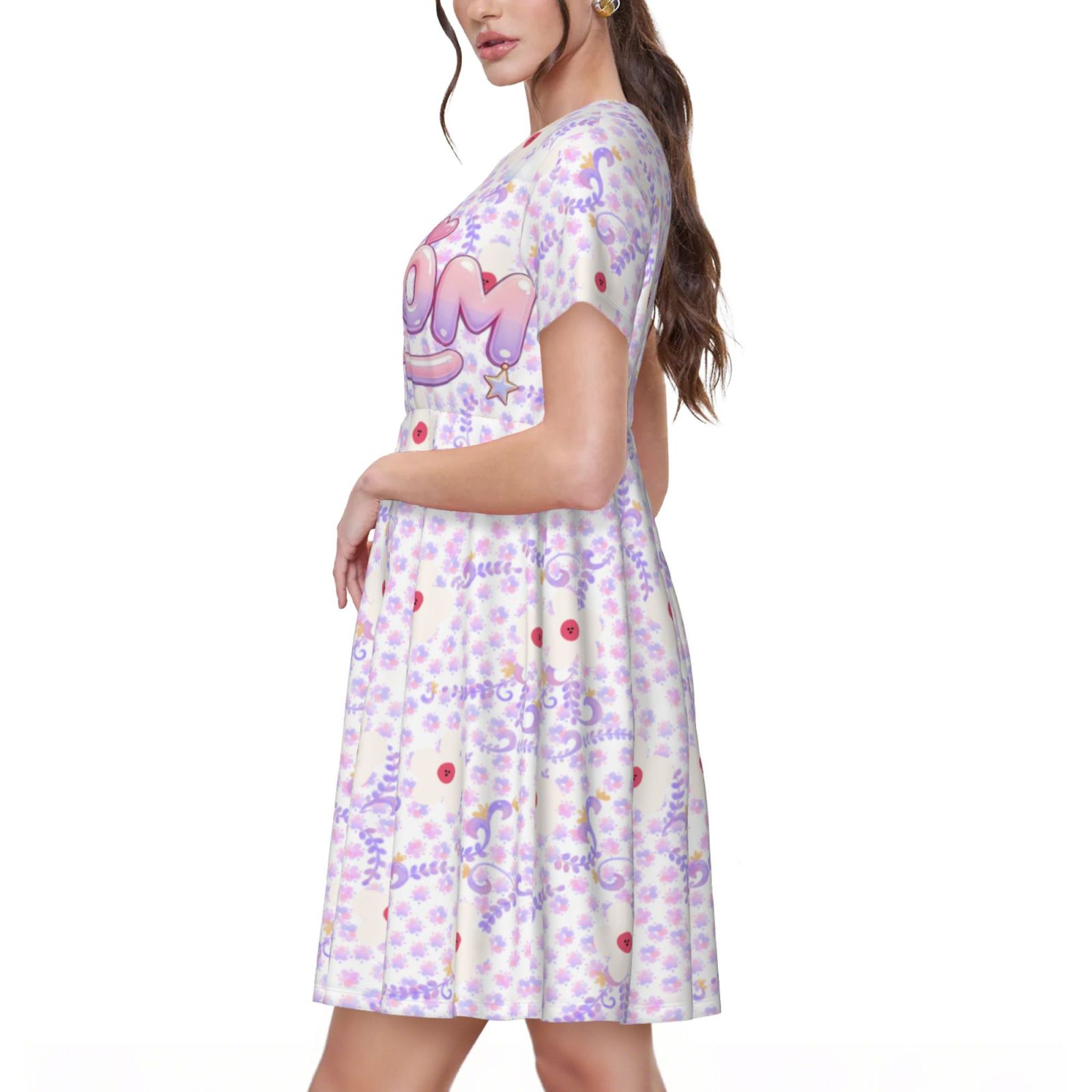 Womens Summer Maxi Dress Casual Short Sleeve  Dresses