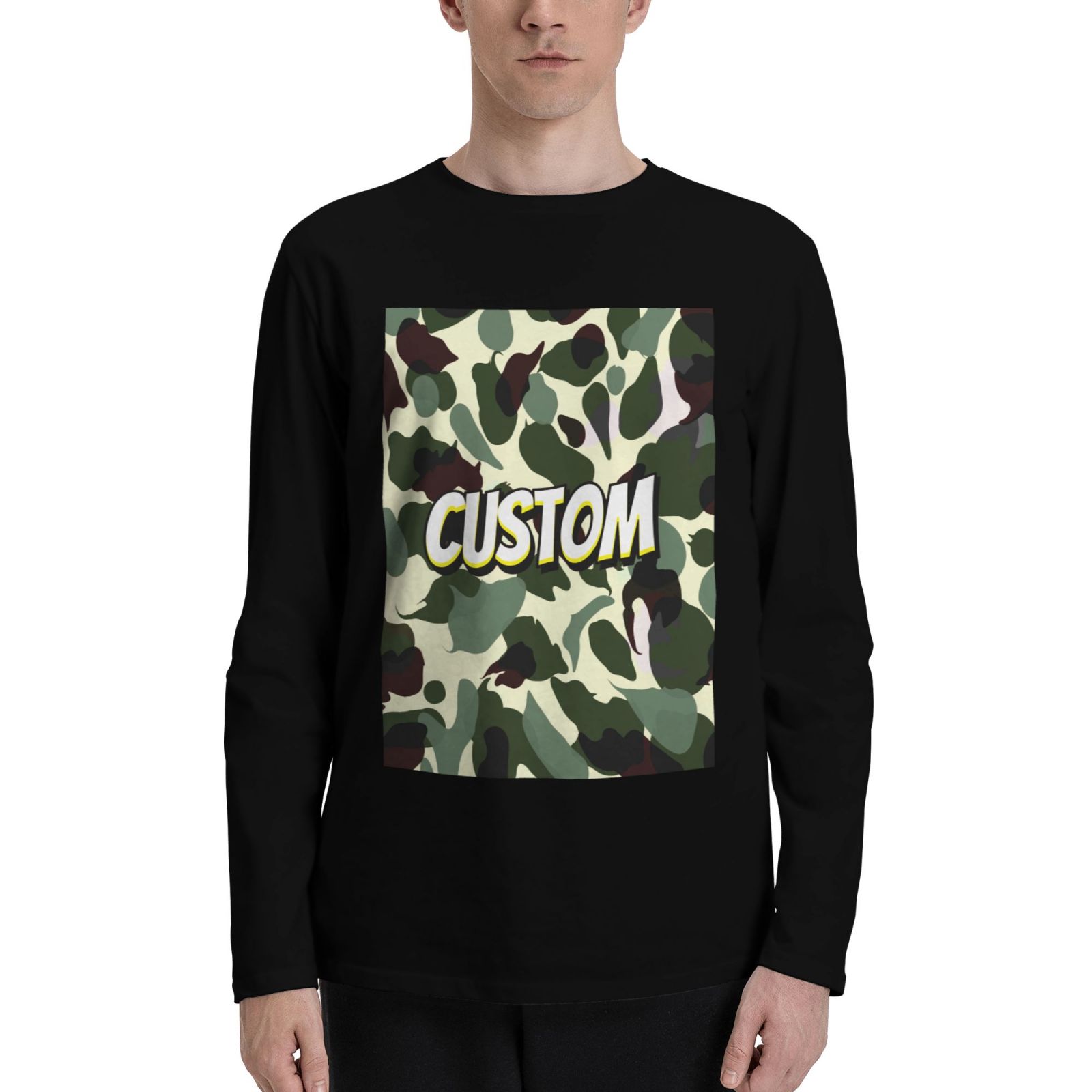 Men's Long Sleeve T Shirt Cotton Plain T Shirts Crew Neck Casual Tshirts Lightweight Work Tops