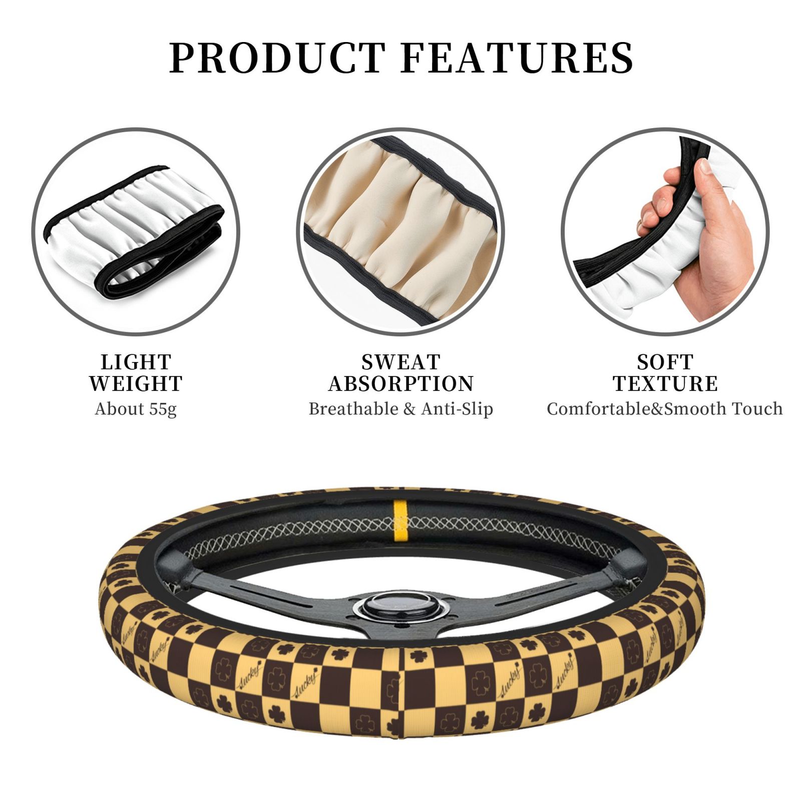  Steering Wheel Cover, Elasticity Anti-slip Car Steering Wheel Cover Protector 
