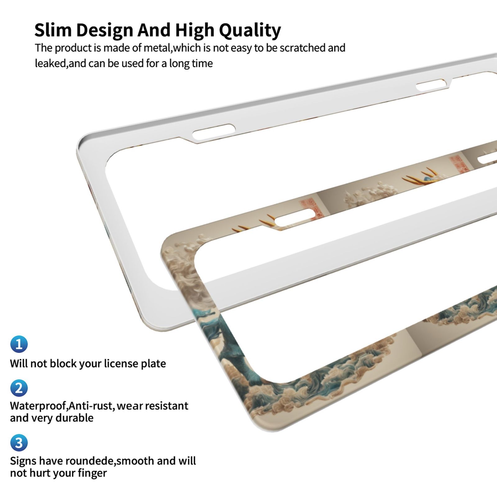 Metal License Plate Frames for Cars 37.2x13.7,Stainless Steel Number Plate Holders Suitable for Most UK/European Cars