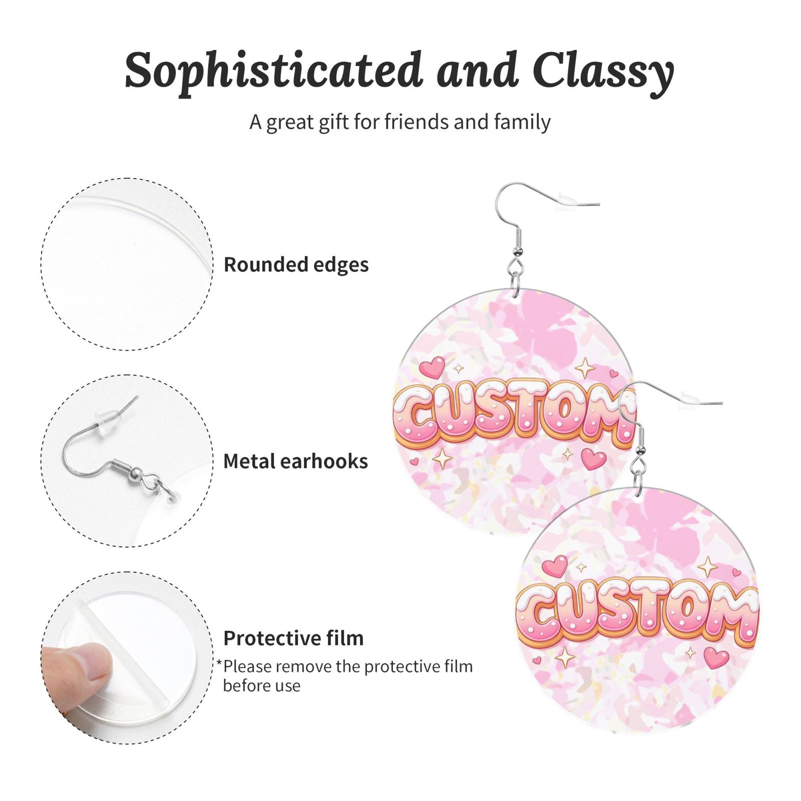 Acrylic Large Round Earrings Large Round Disc Studs Jewelry for Women
