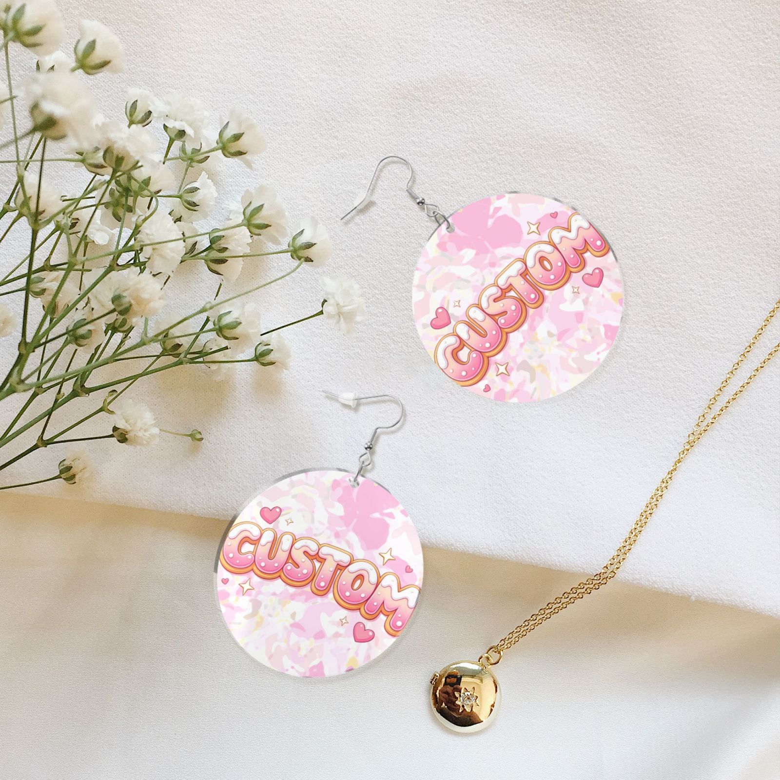 Acrylic Large Round Earrings Large Round Disc Studs Jewelry for Women