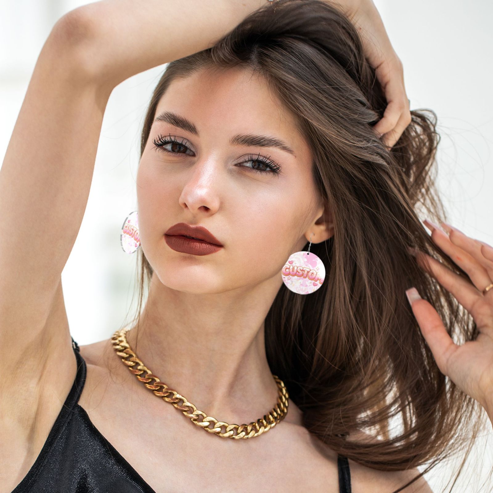 Acrylic Large Round Earrings Large Round Disc Studs Jewelry for Women