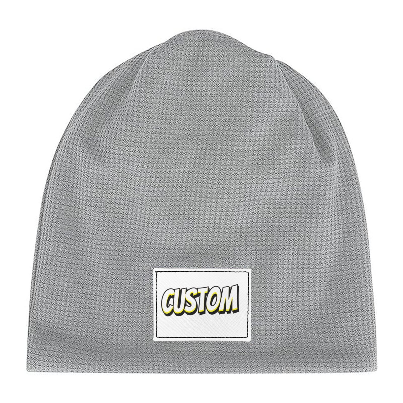 Winter Print Cap Waffle Knit Pullover hat Slouchy Lined  Warm Unisex Knit hat