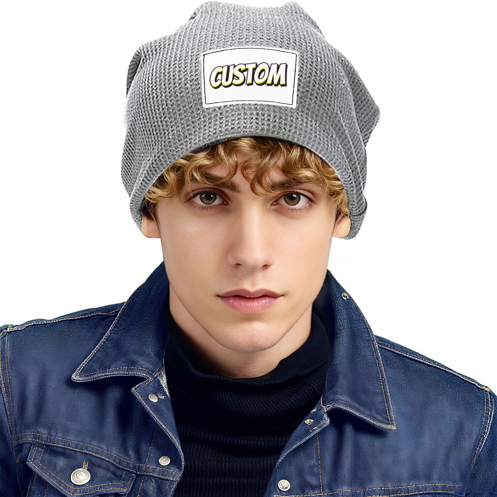 Winter Print Cap Waffle Knit Pullover hat Slouchy Lined  Warm Unisex Knit hat