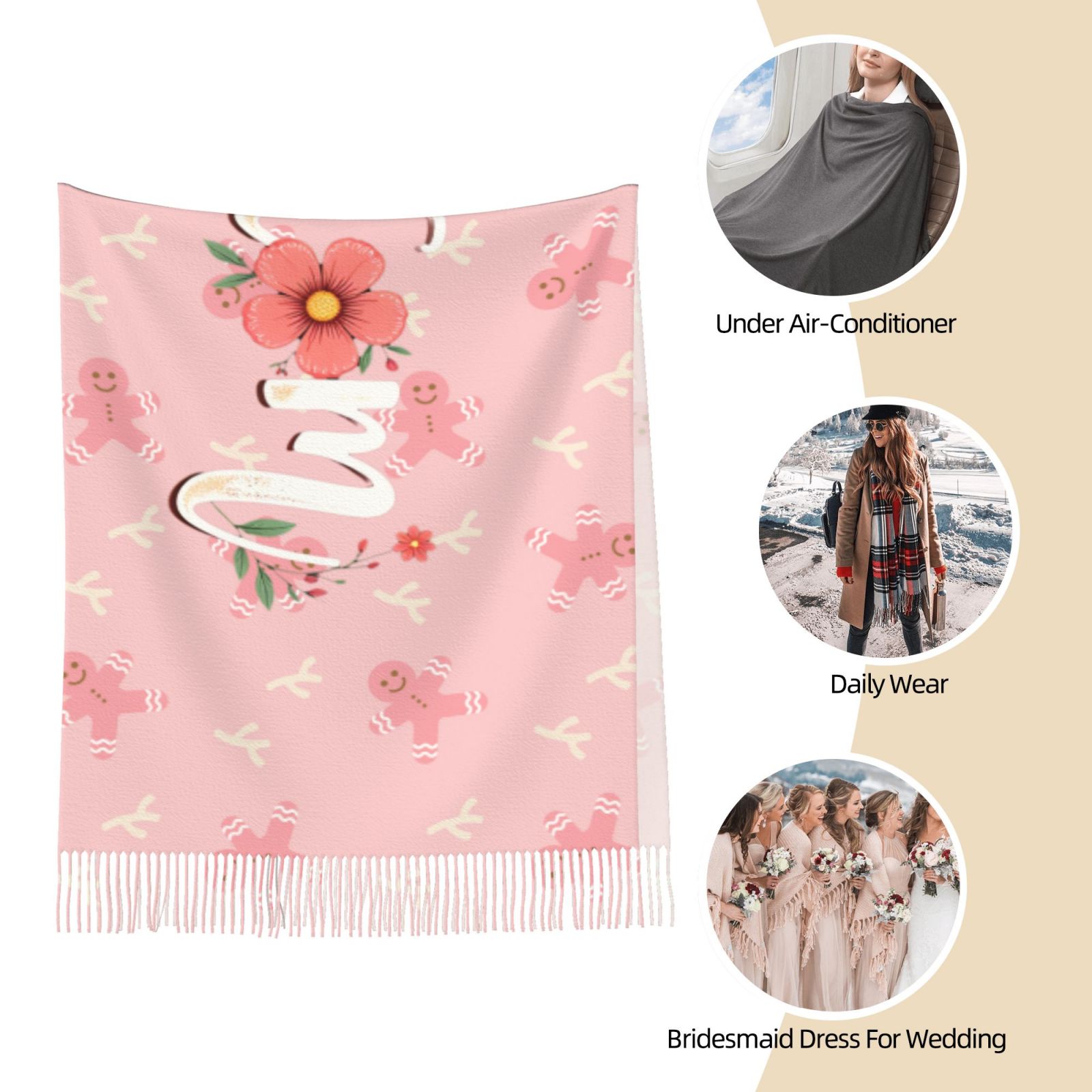 Scarfs For Women Soft Shawls And Wraps Reversible Long Large Winter Warm Thick Ladies Scarves With Tassel For Weddings Womens Gifts