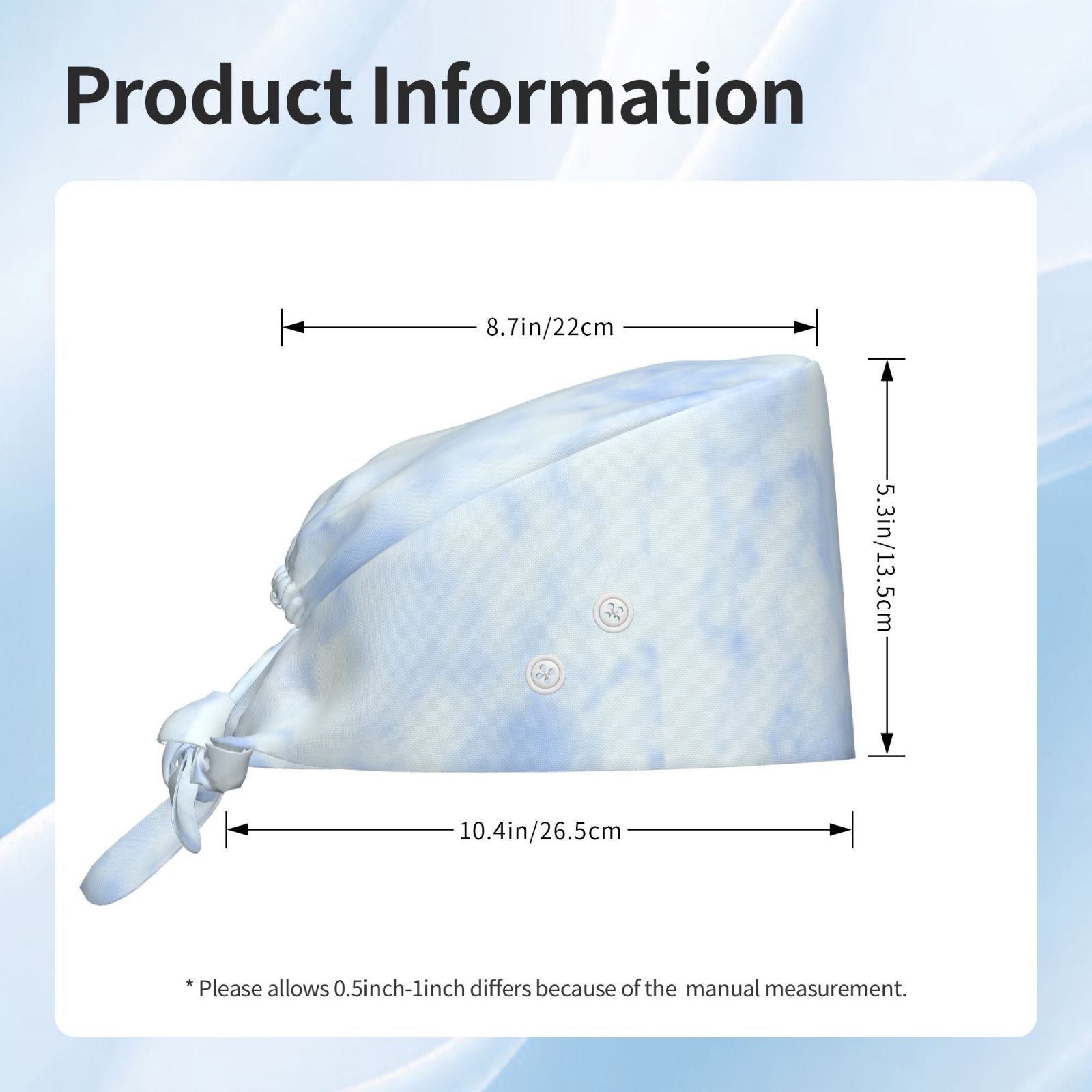 Working Cap,Adjustable  Scrub Hat With Button