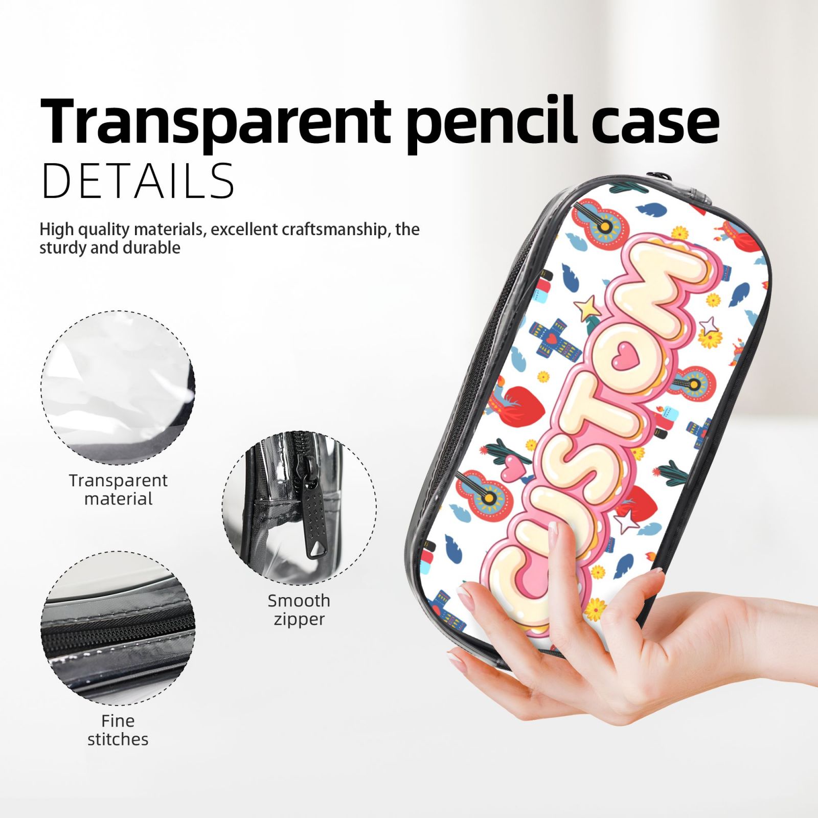 Clear Transparent Pencil Case, Versatile Storage for Stationery, Toiletries, Makeup & Office Supplies