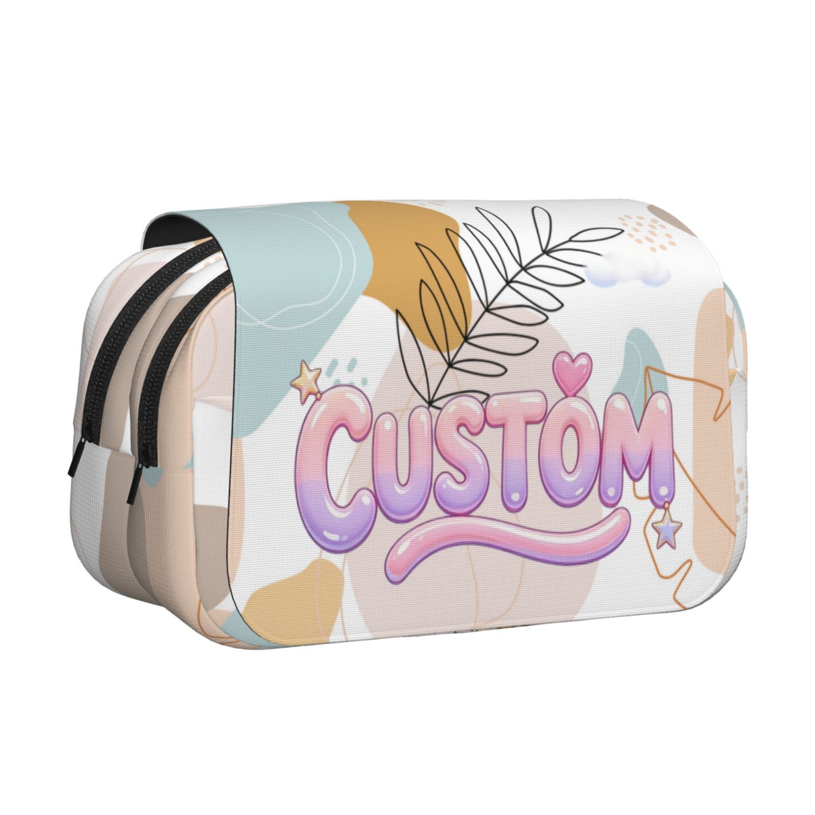 Print Print Pencil Case Double - Layer Flip Pencil Pouch Pen Organizer Makeup Bag