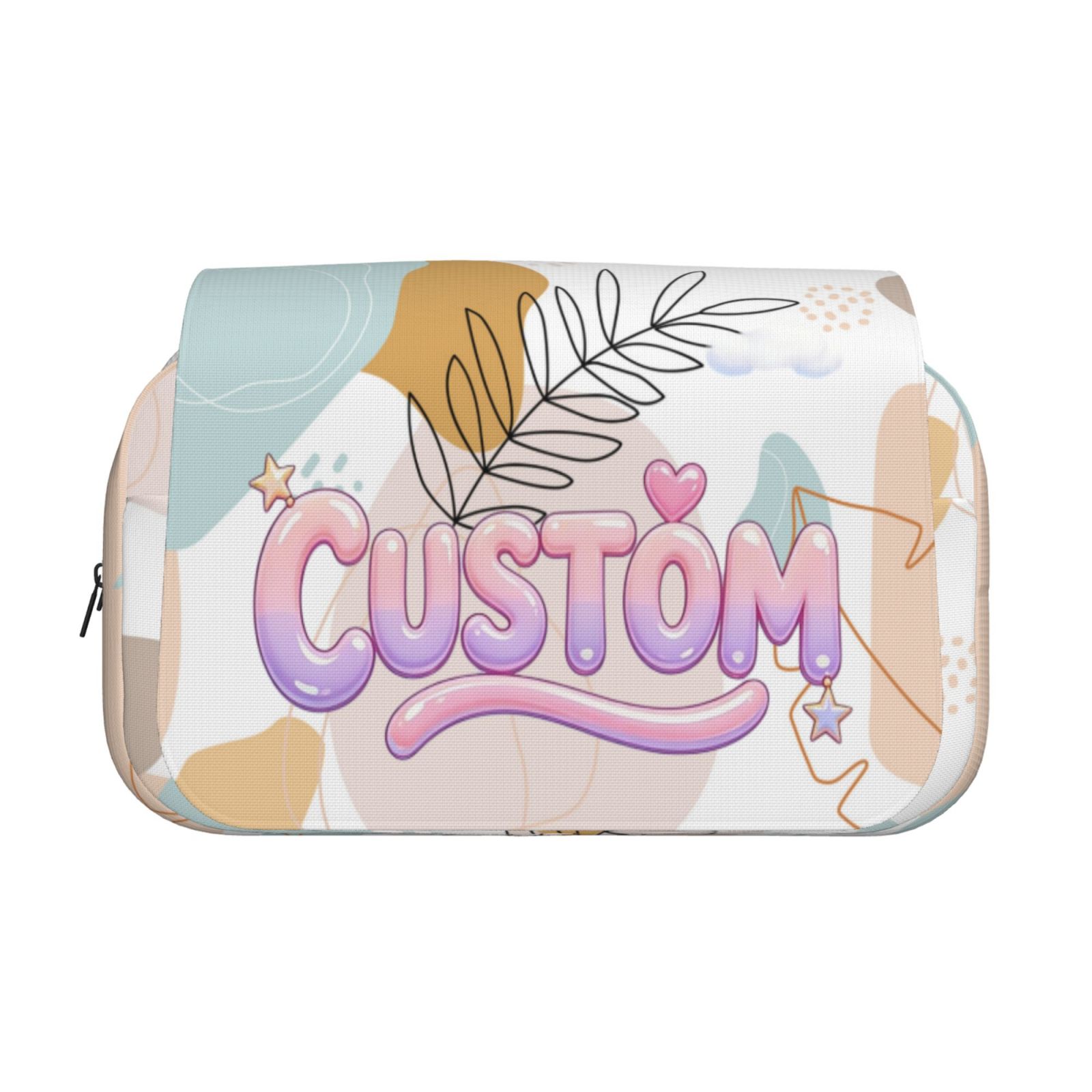 Print Print Pencil Case Double - Layer Flip Pencil Pouch Pen Organizer Makeup Bag