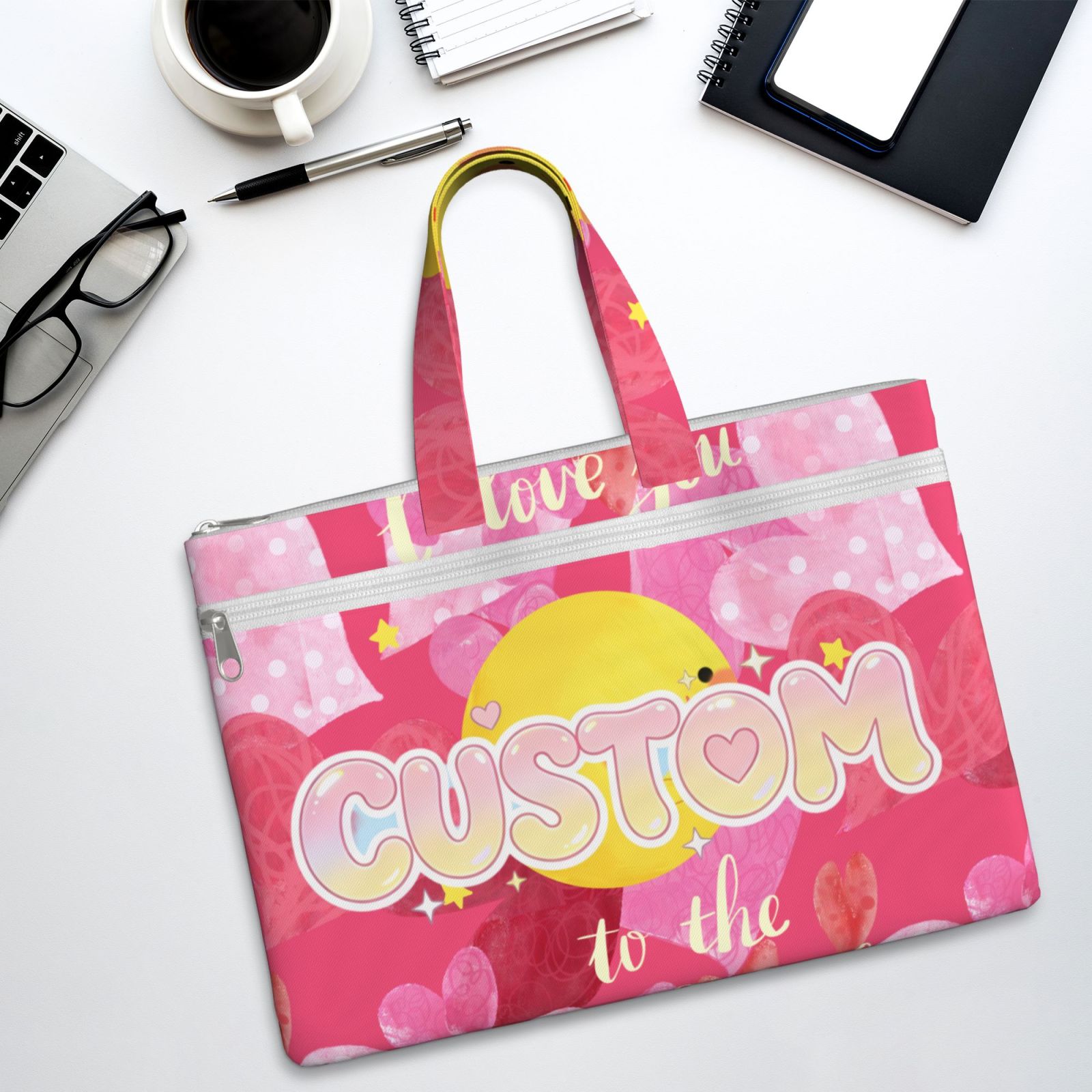 Document Pouch A4 File Folder with Double Zipper, Portable Canvas Handheld File Bag 