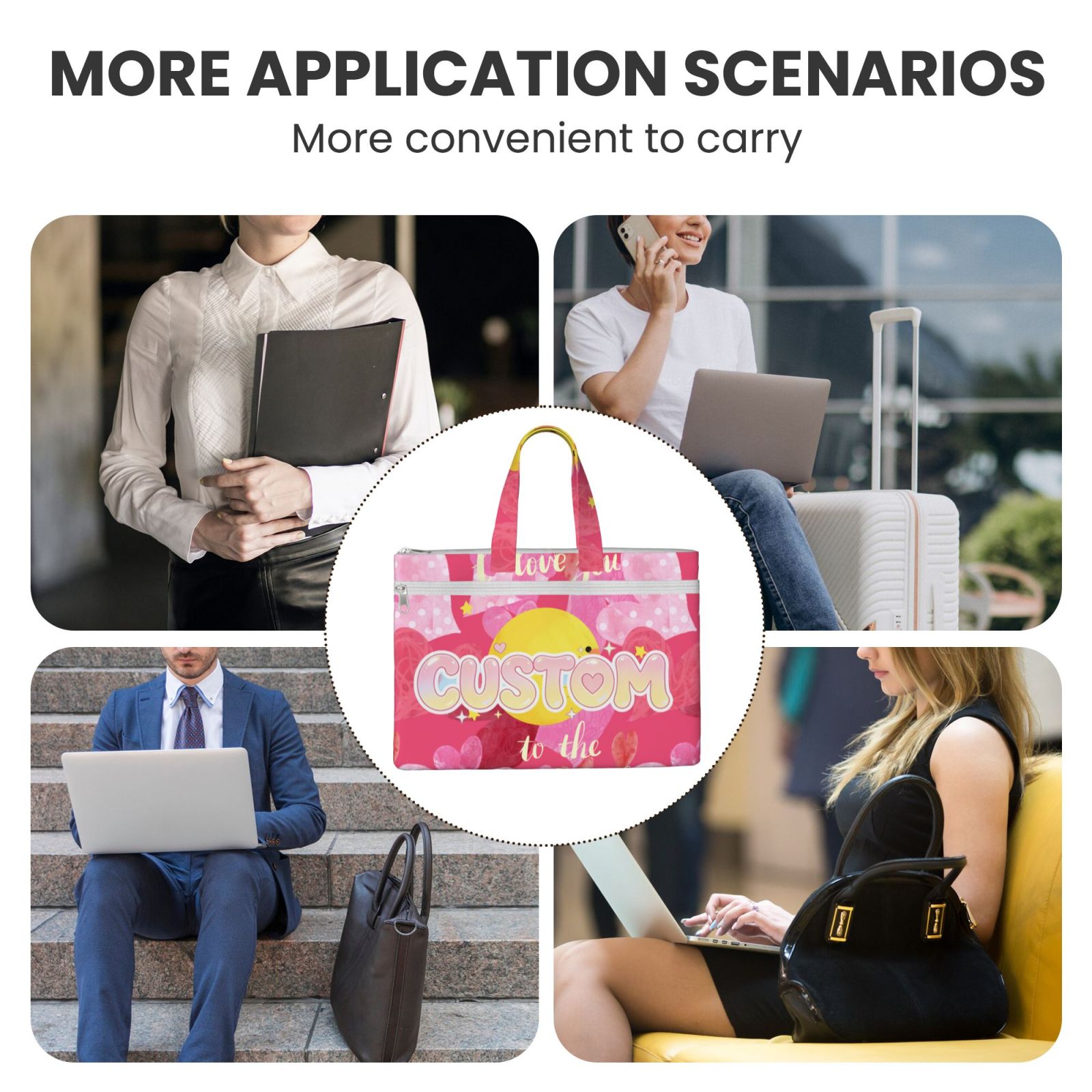 Document Pouch A4 File Folder with Double Zipper, Portable Canvas Handheld File Bag 