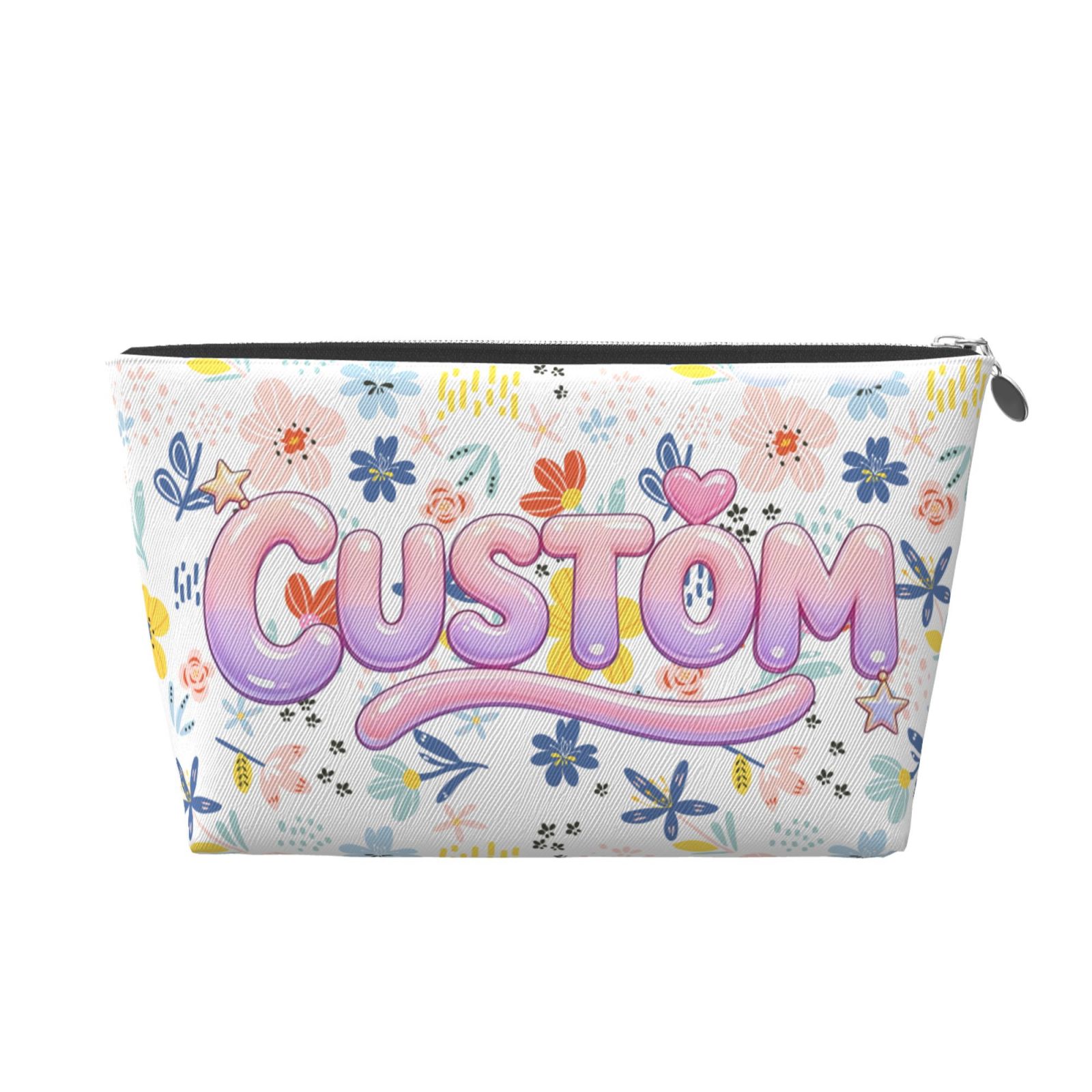 Leather Makeup Brush Bag with Zipper, Portable Travel Cosmetic Organizer Case