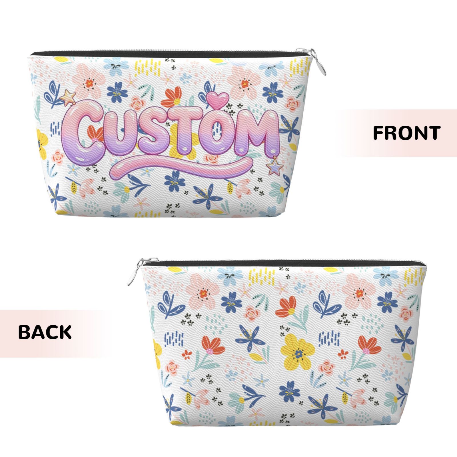 Leather Makeup Brush Bag with Zipper, Portable Travel Cosmetic Organizer Case