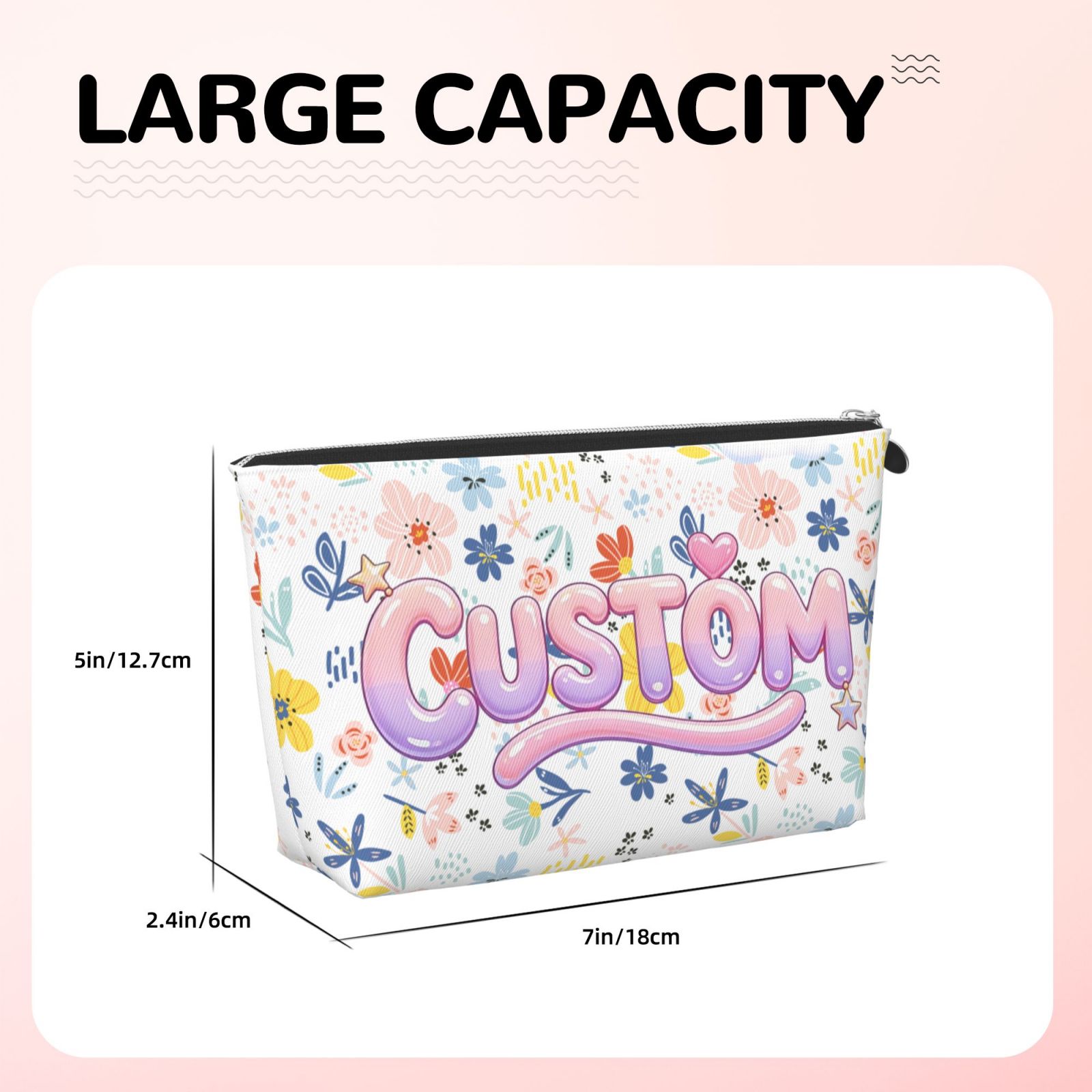 Leather Makeup Brush Bag with Zipper, Portable Travel Cosmetic Organizer Case