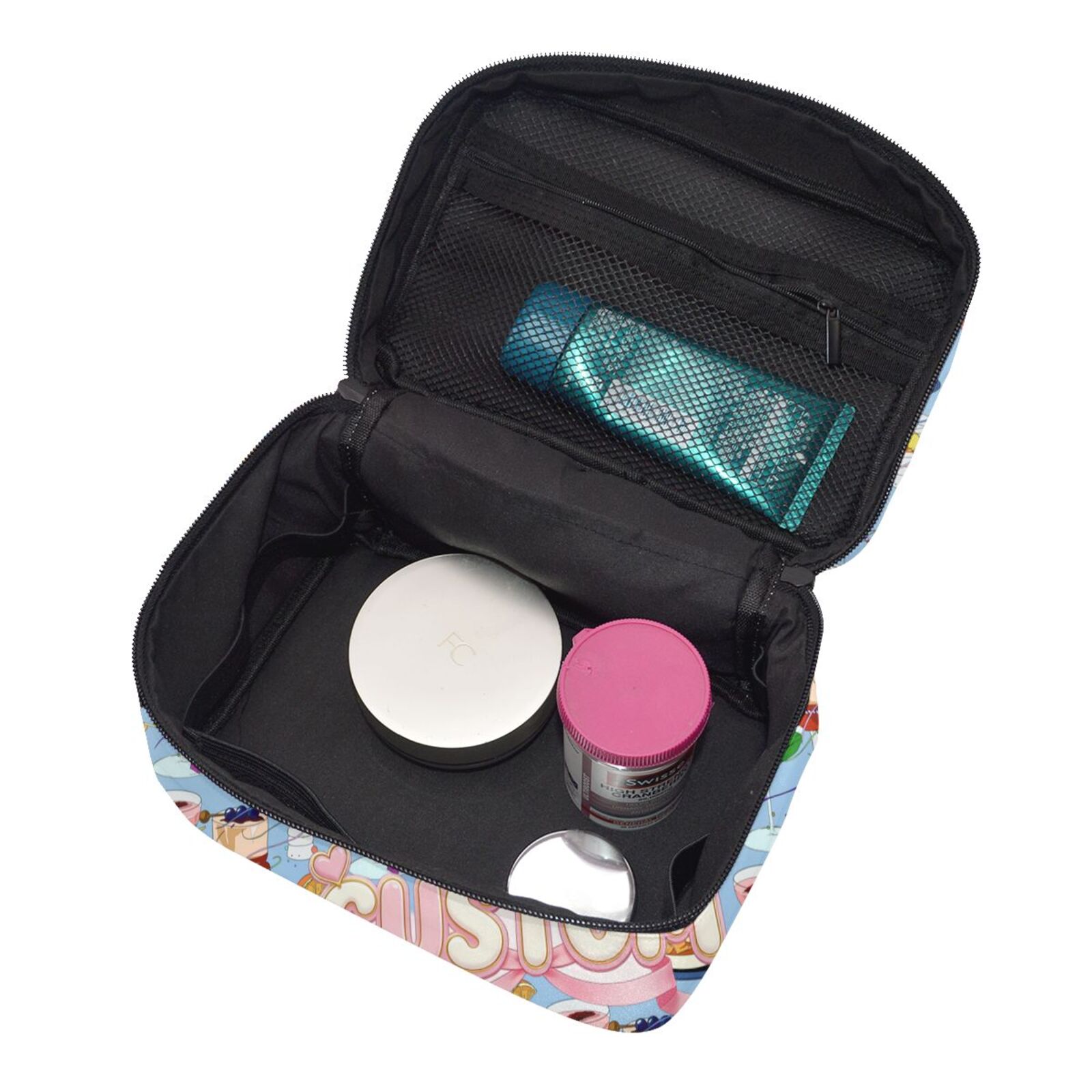 Travel Makeup Bag, Portable Cosmetic Bag with Makeup Brush Organiser 