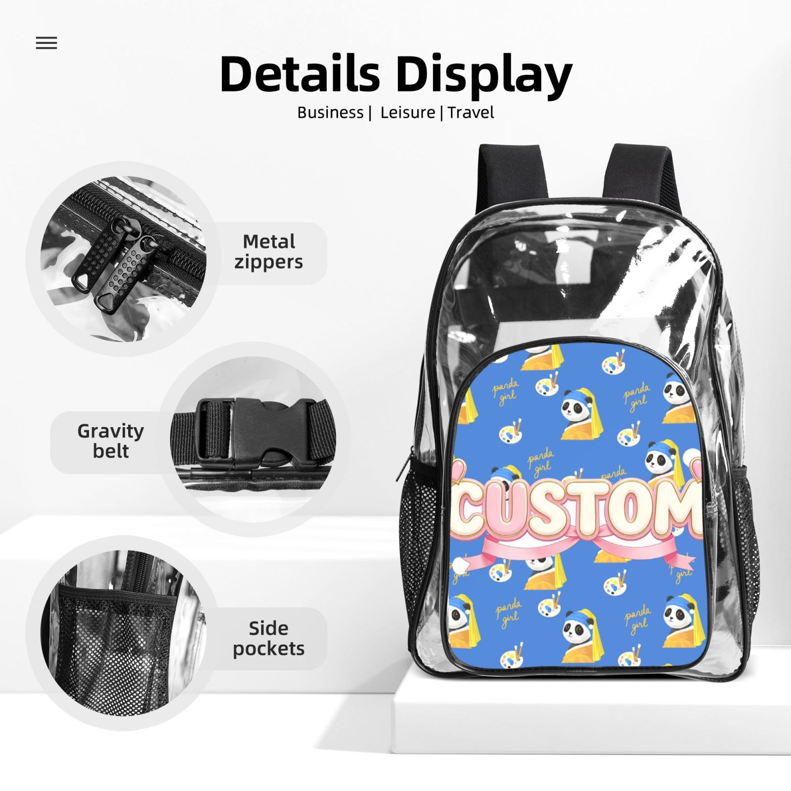 Clear Backpack,Cosmetic Travel Portable Storage Bag School Waterproof Rucksack