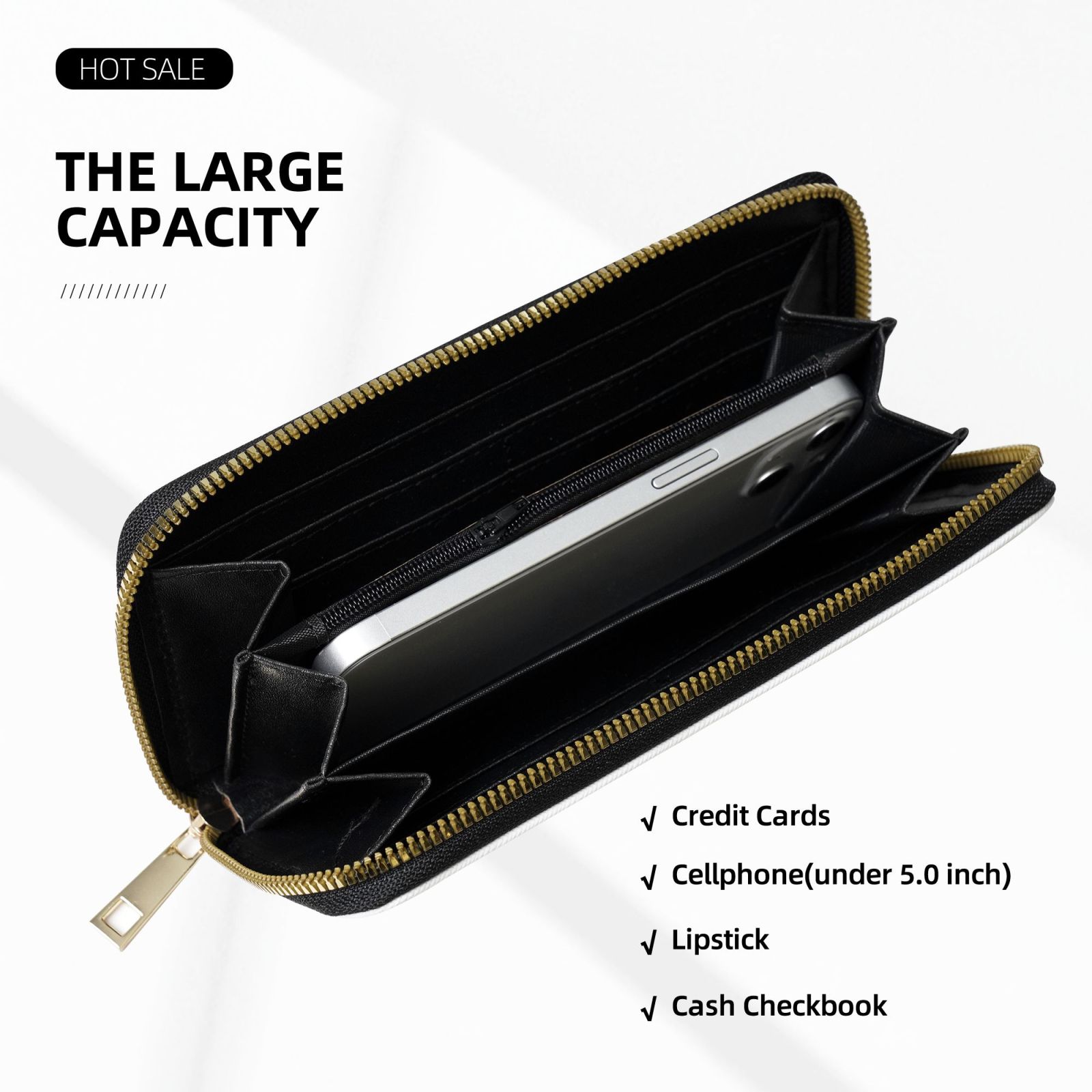 Leather Women's Wallets, Large Capacity Long Ladies Purse Card Holder Purse