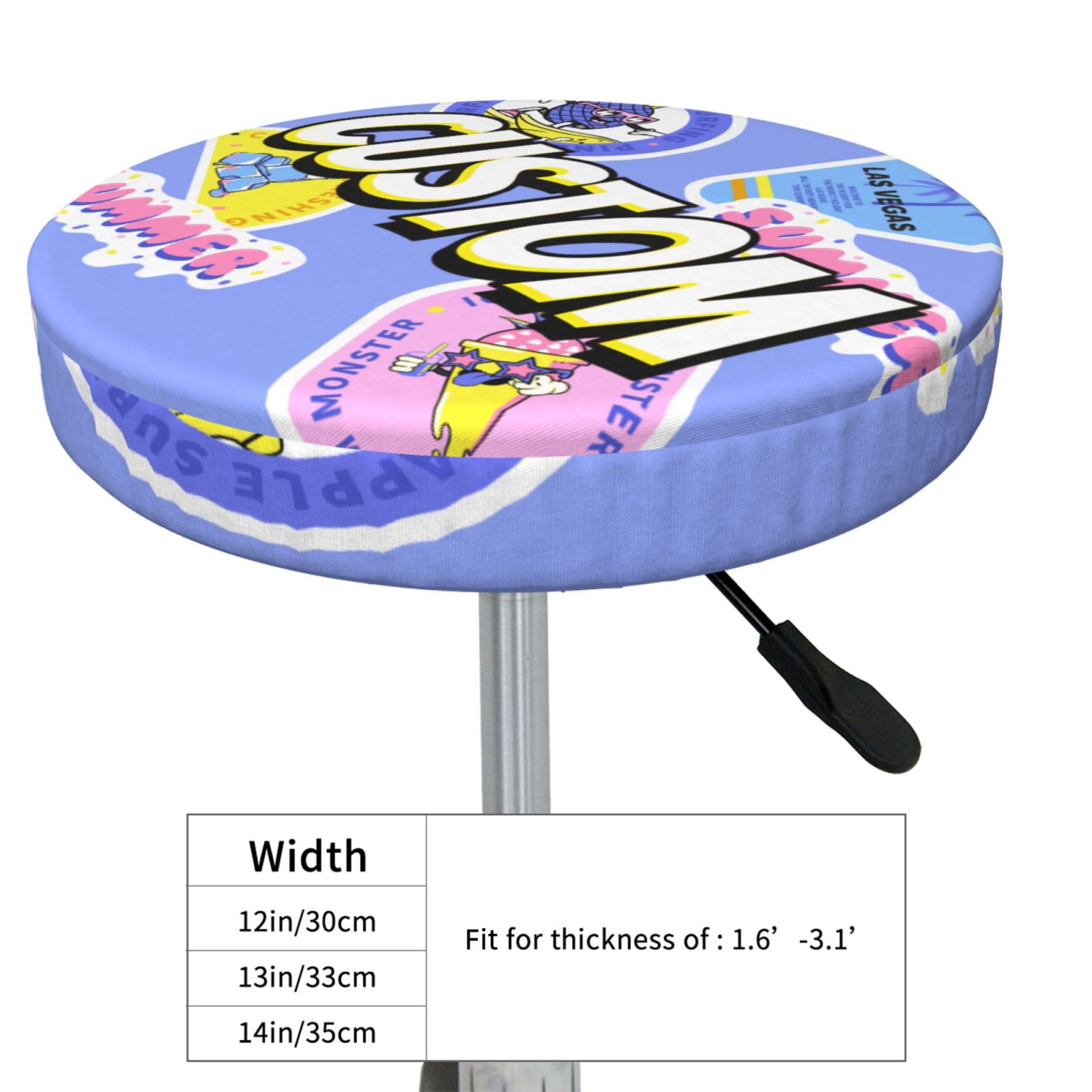 Round Bar Stool Cushion Cover  Seat Protector With Non-Slip Design