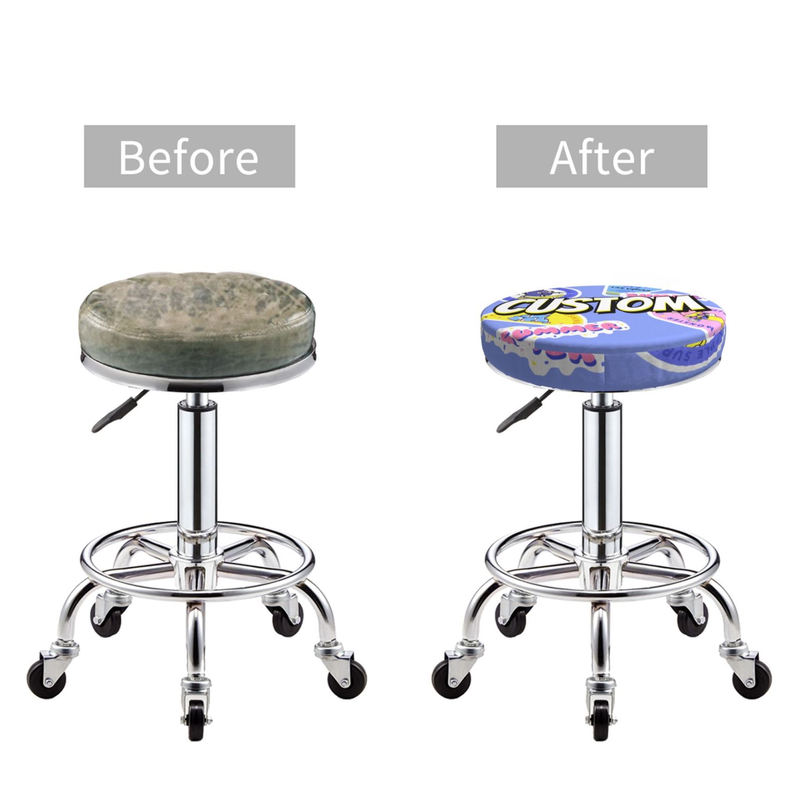 Round Bar Stool Cushion Cover  Seat Protector With Non-Slip Design